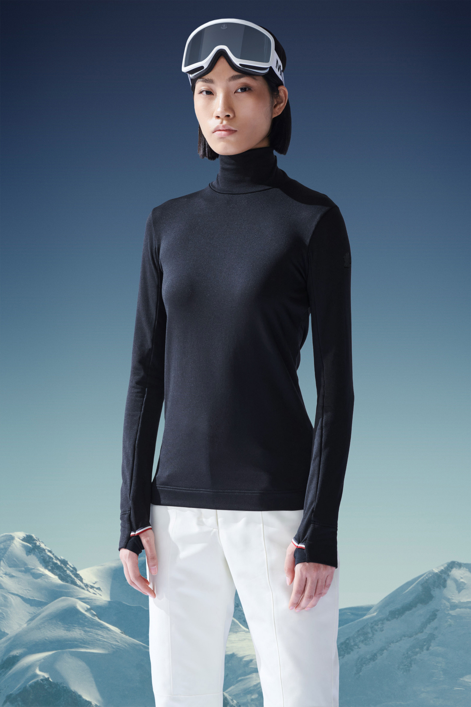 Black Base Layer Polo Neck Sweaters & Cardigans for Women Moncler LT