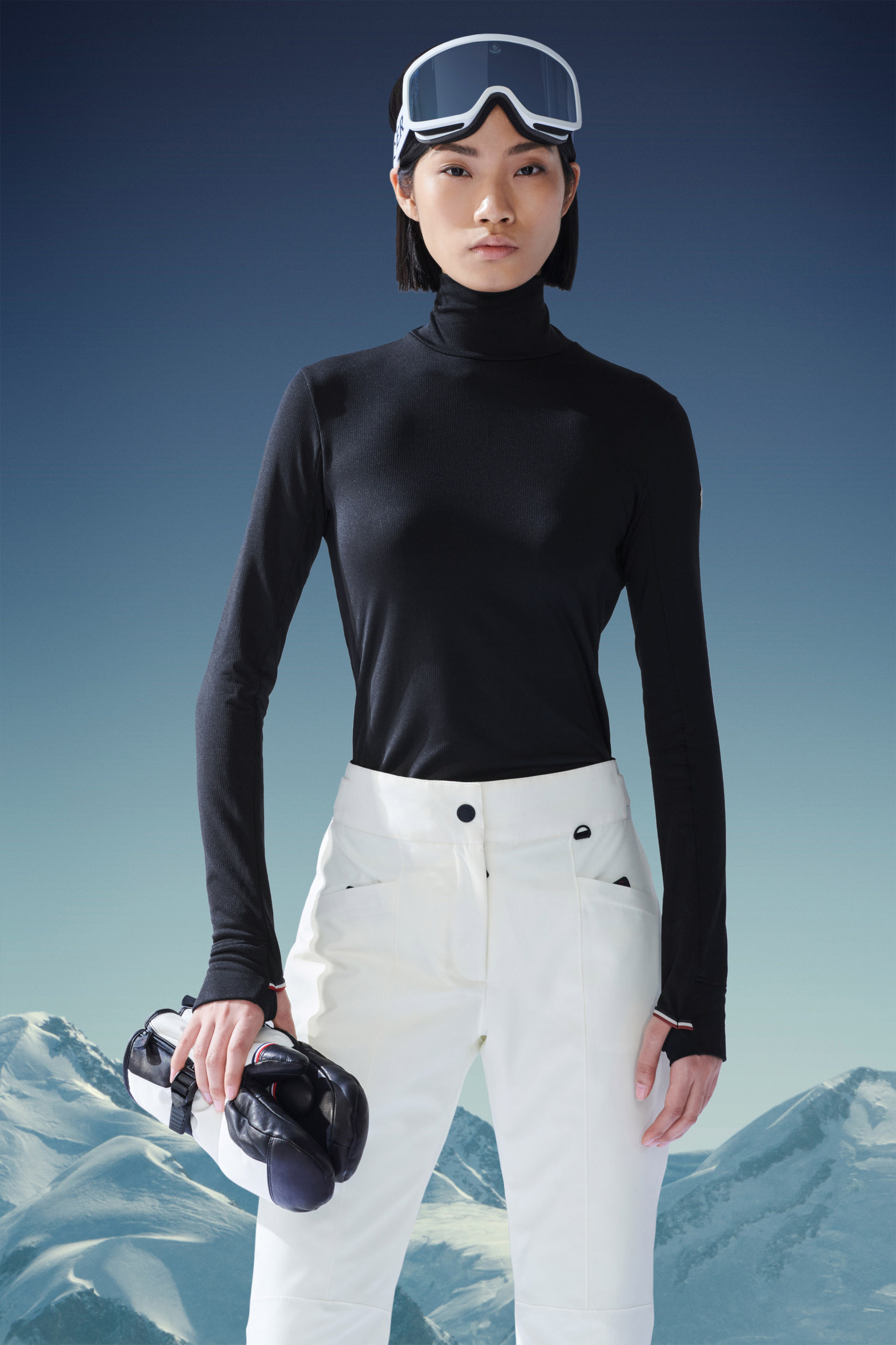 Black Base Layer Polo Neck Sweaters & Cardigans for Women Moncler LT