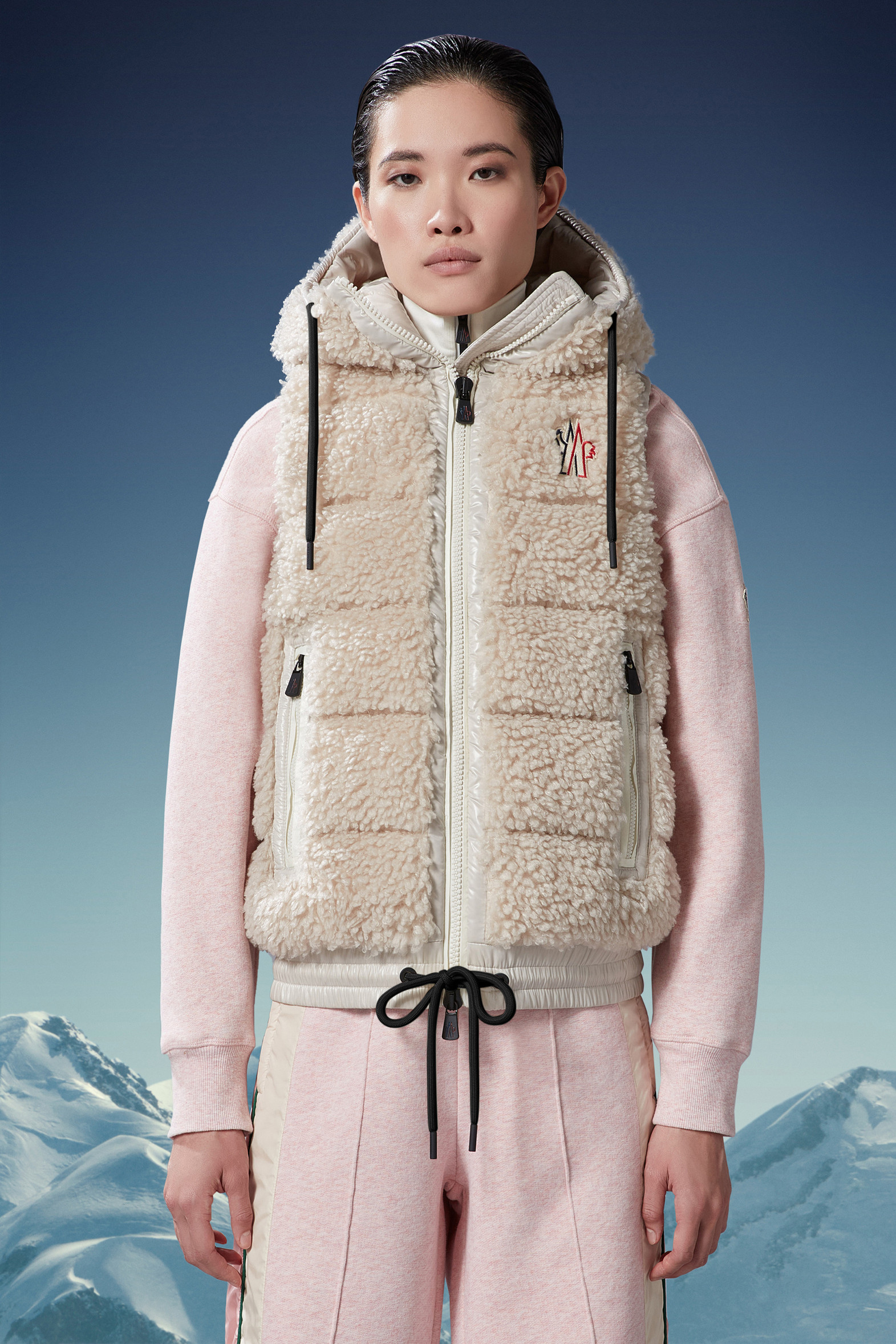 Light Beige Teddy Down Vest Vests for Women Moncler US