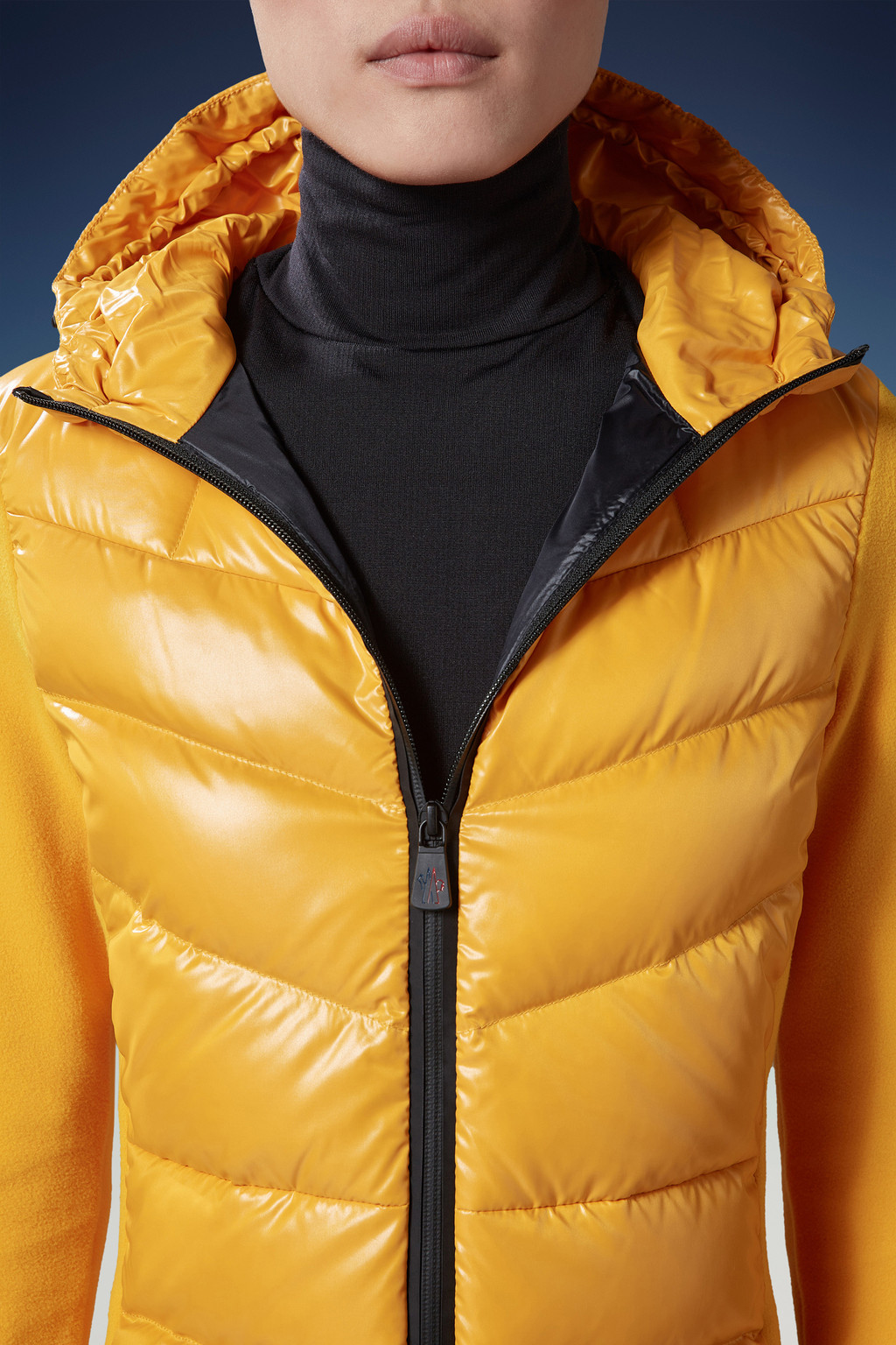 Yellow Padded Fleece Hoodie Sweatshirts for Women Moncler CY