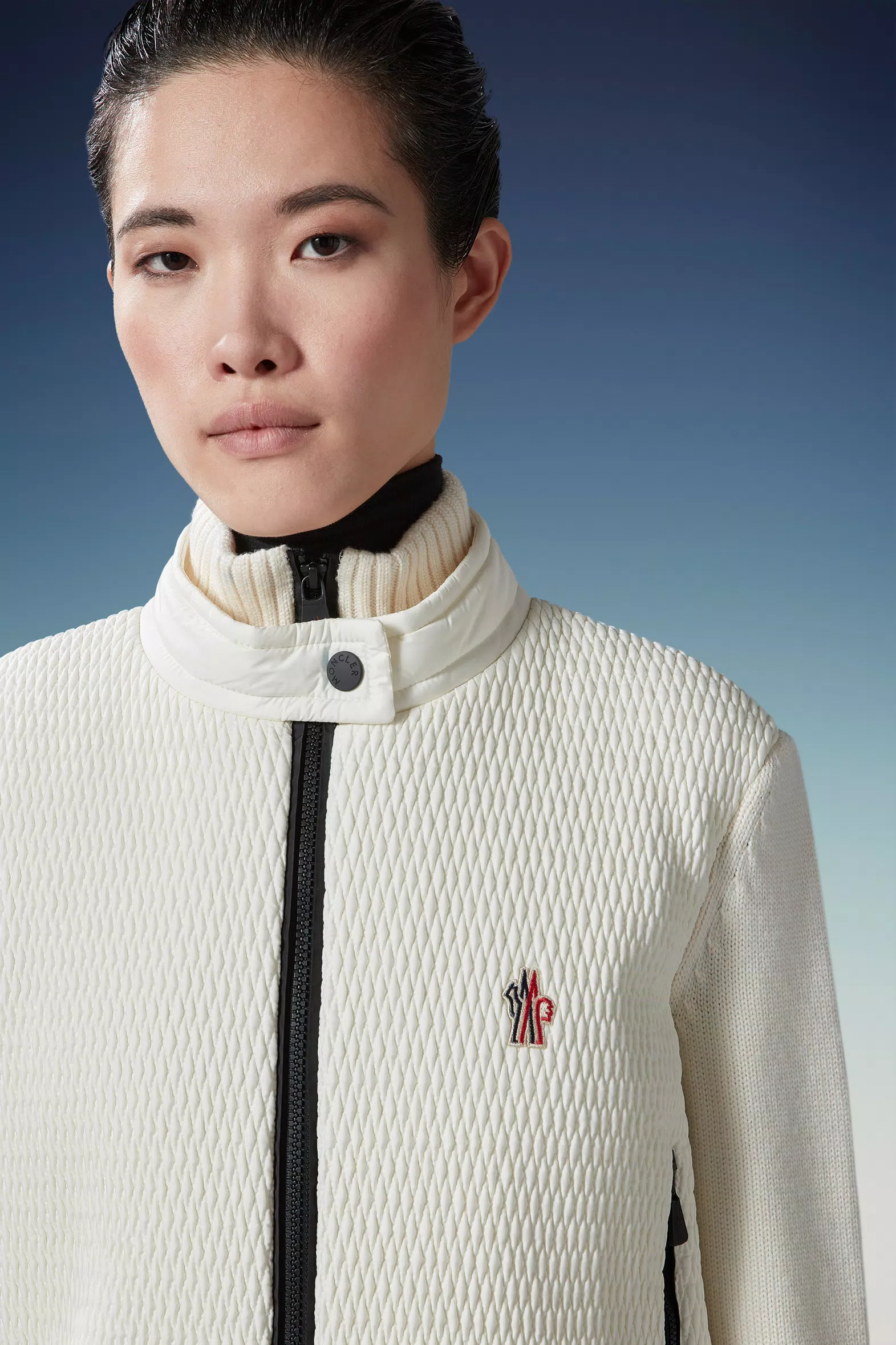 White Wool Zip-Up Cardigan - Sweaters & Cardigans for Women | Moncler HR