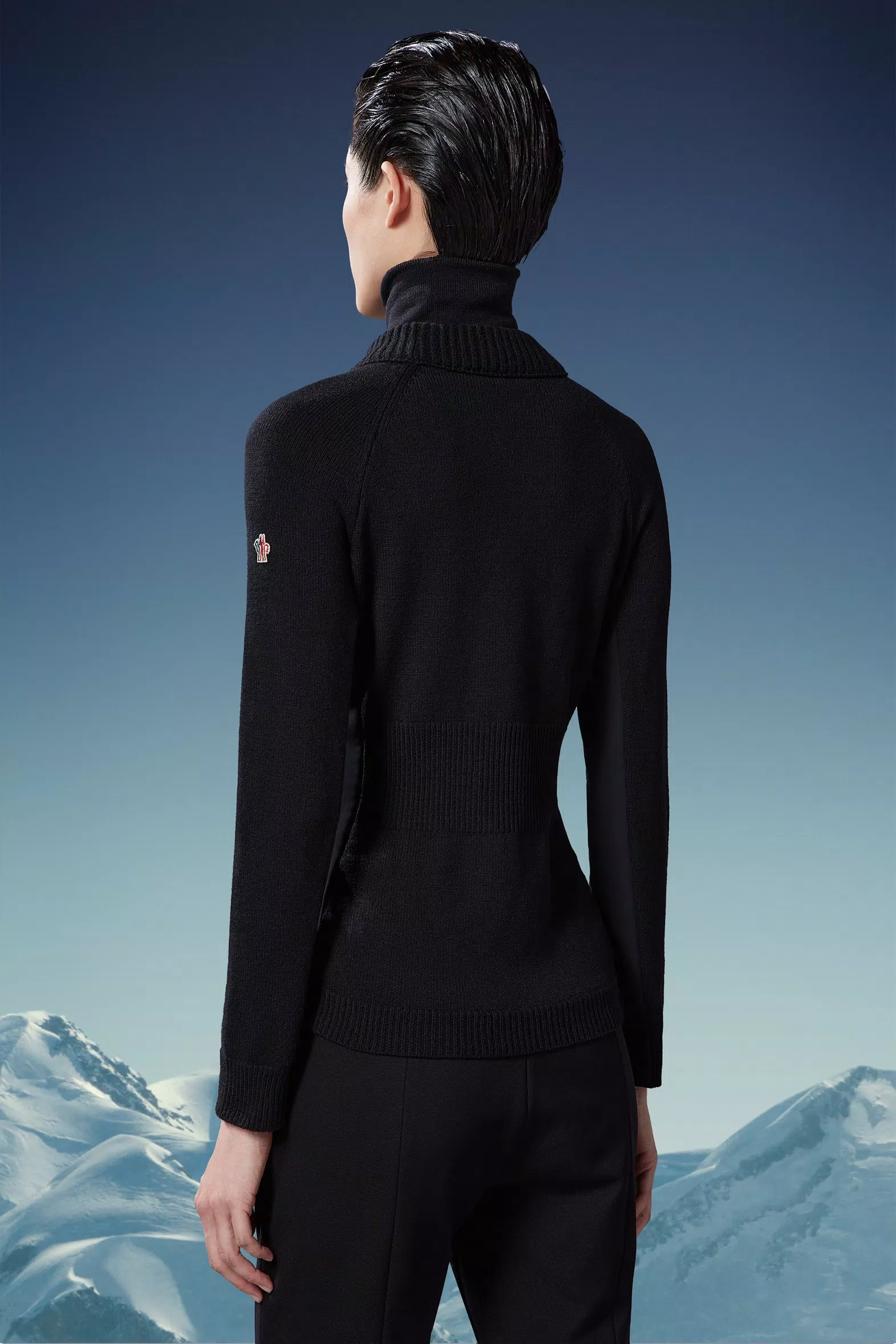 Pull col roulé en laine et polaire Noir - Pulls & cardigans Femme ...