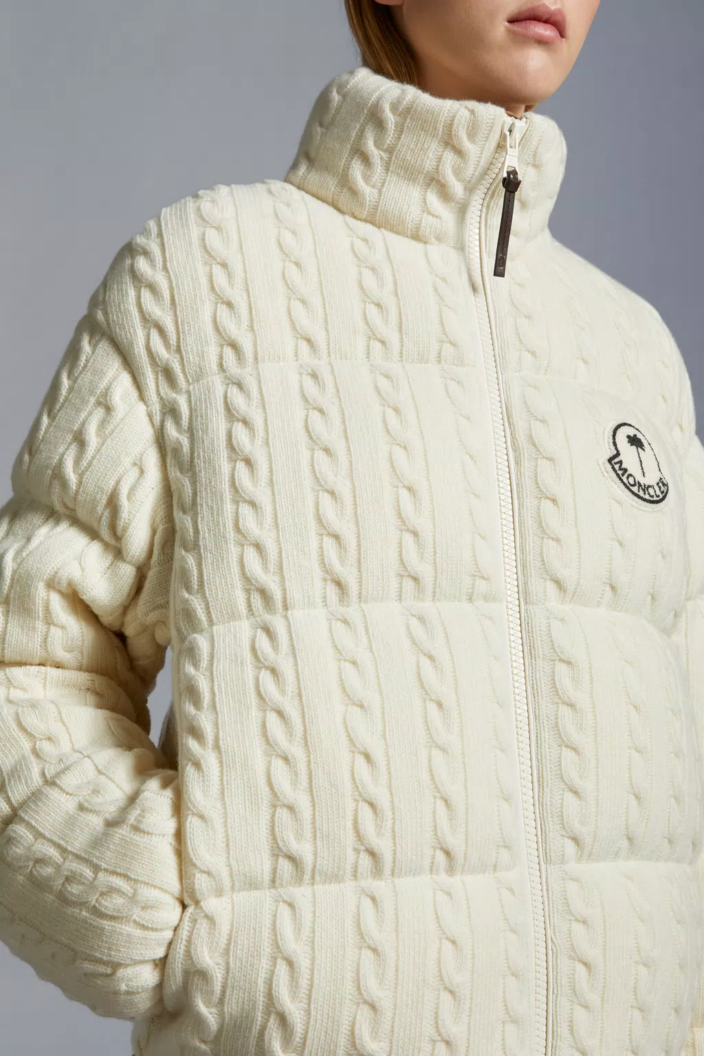 Off White Dendrite Wool Down Jacket - Moncler x Palm Angels for Genius ...
