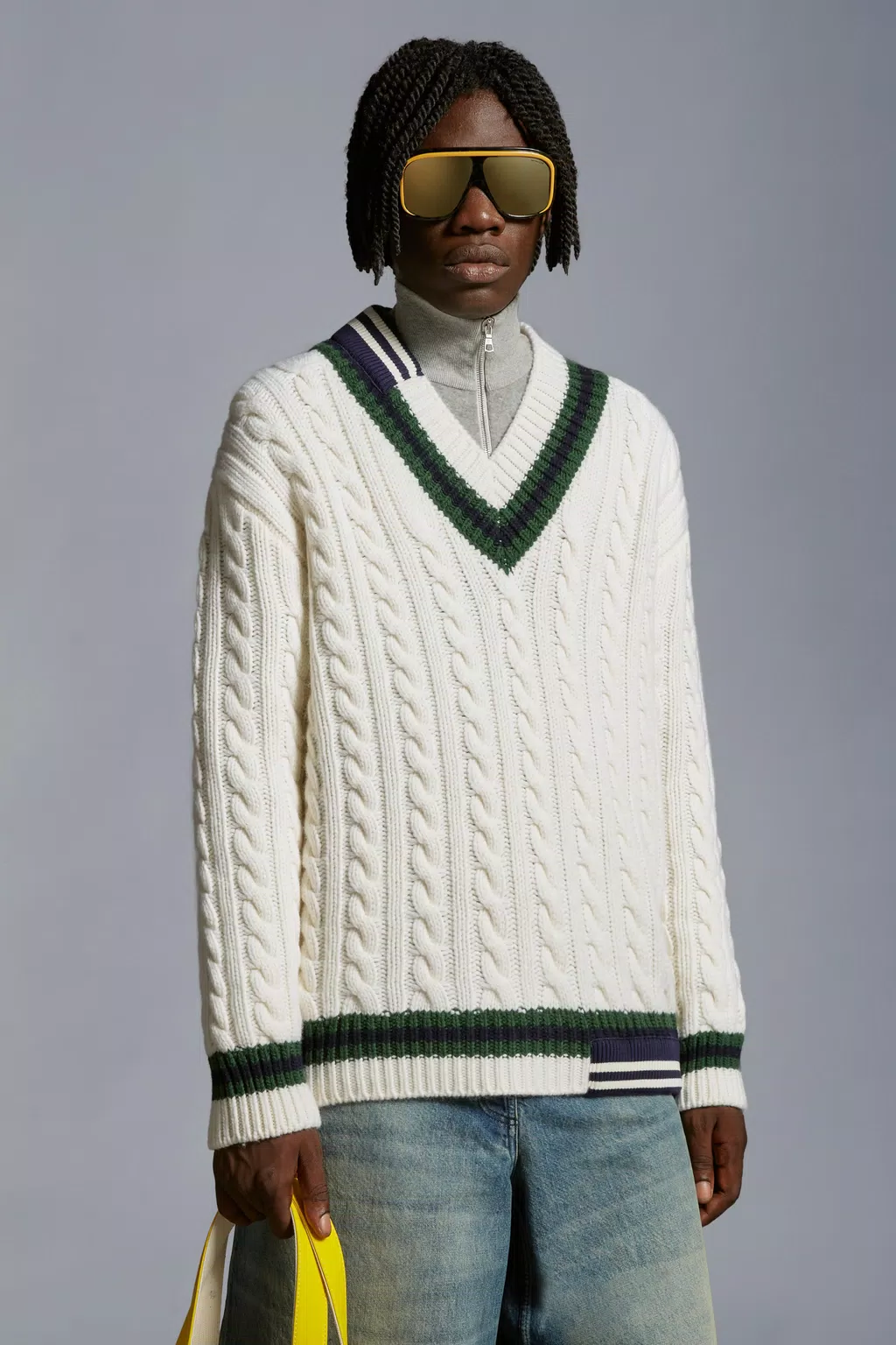 Wool V-Neck Sweater Gender Neutral Off White Moncler 1