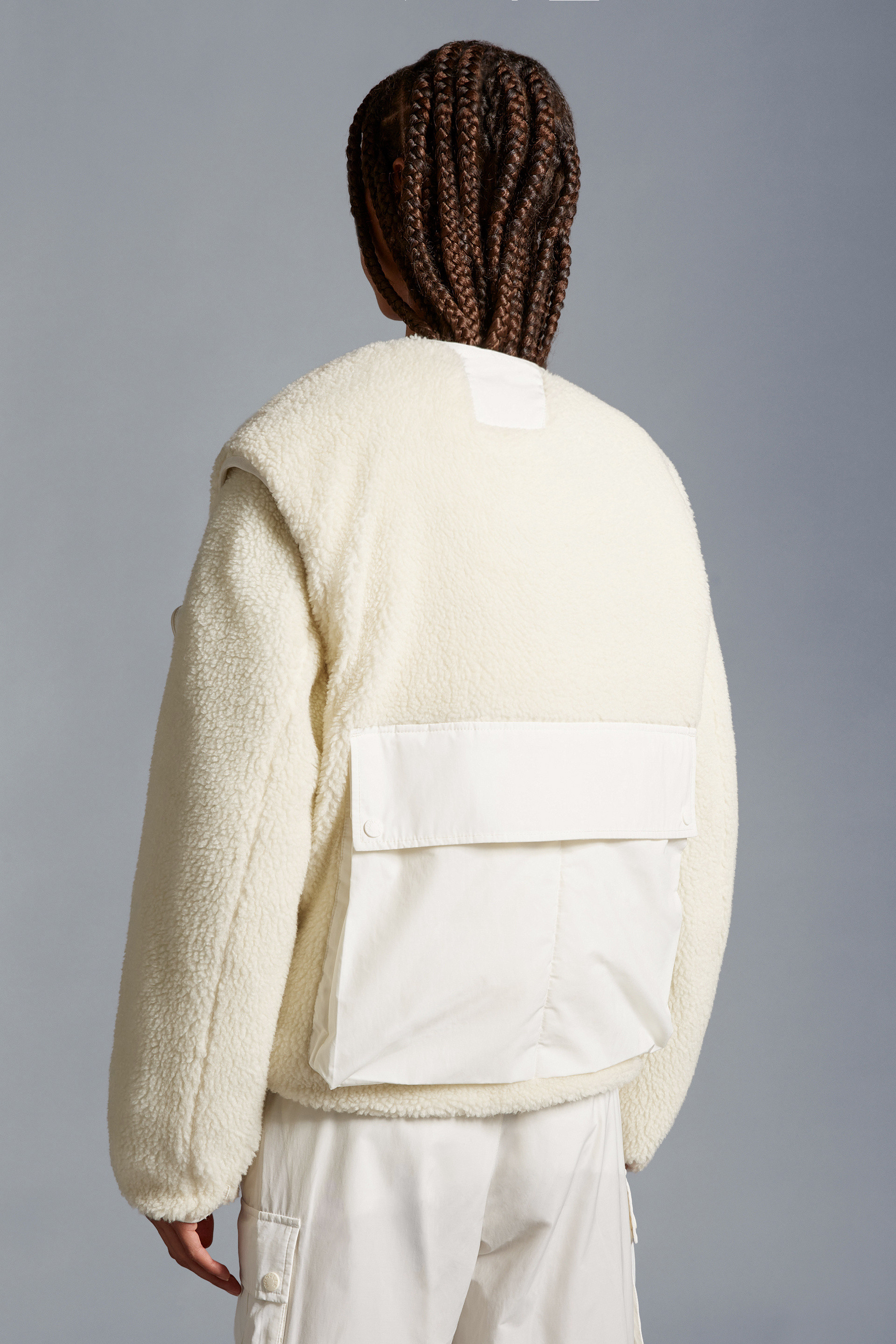 Cardigan matelassé en teddy Blanc Cassé - Moncler x Pharrell Williams  Genius