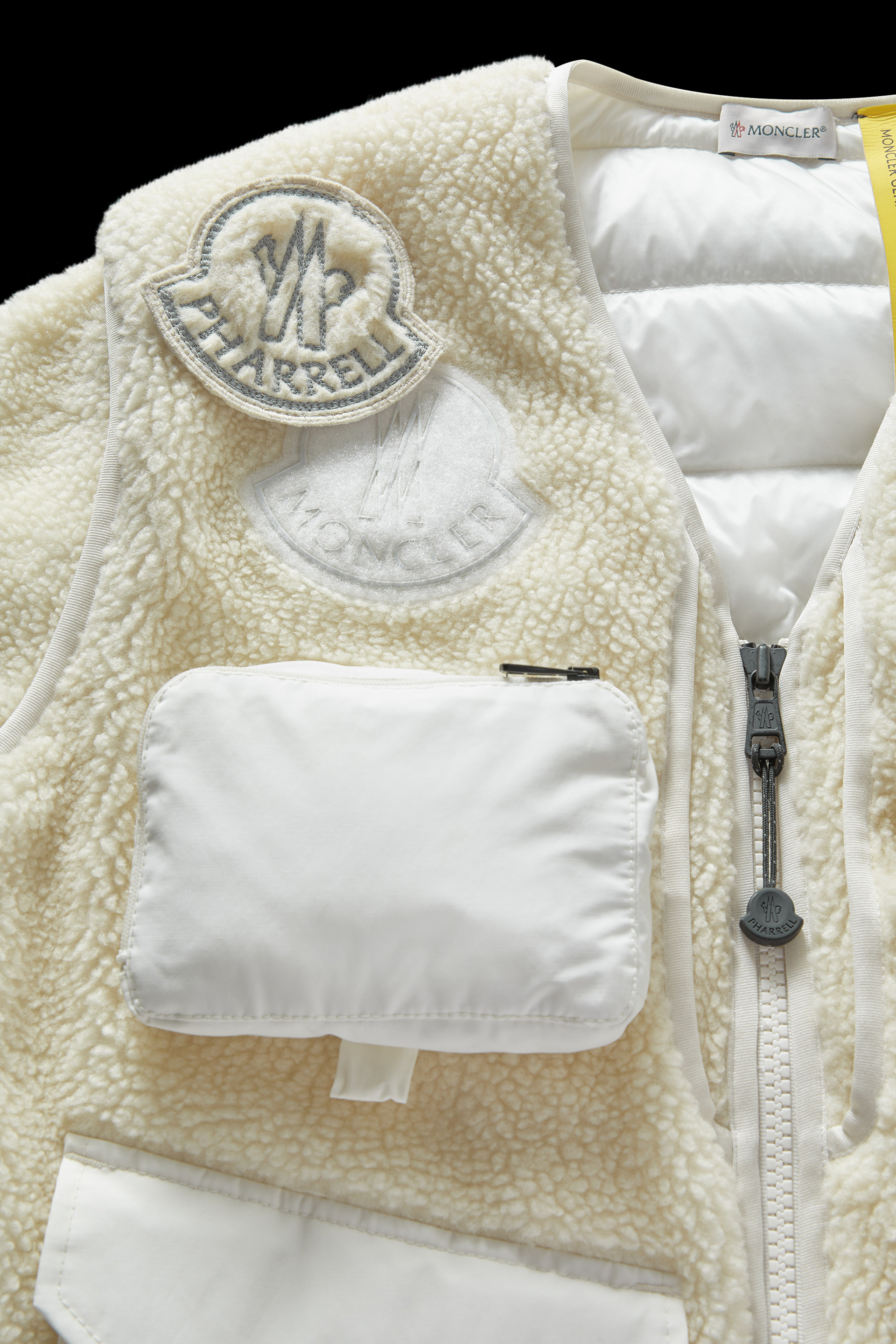 Cardigan matelassé en teddy Blanc Cassé - Moncler x Pharrell Williams  Genius