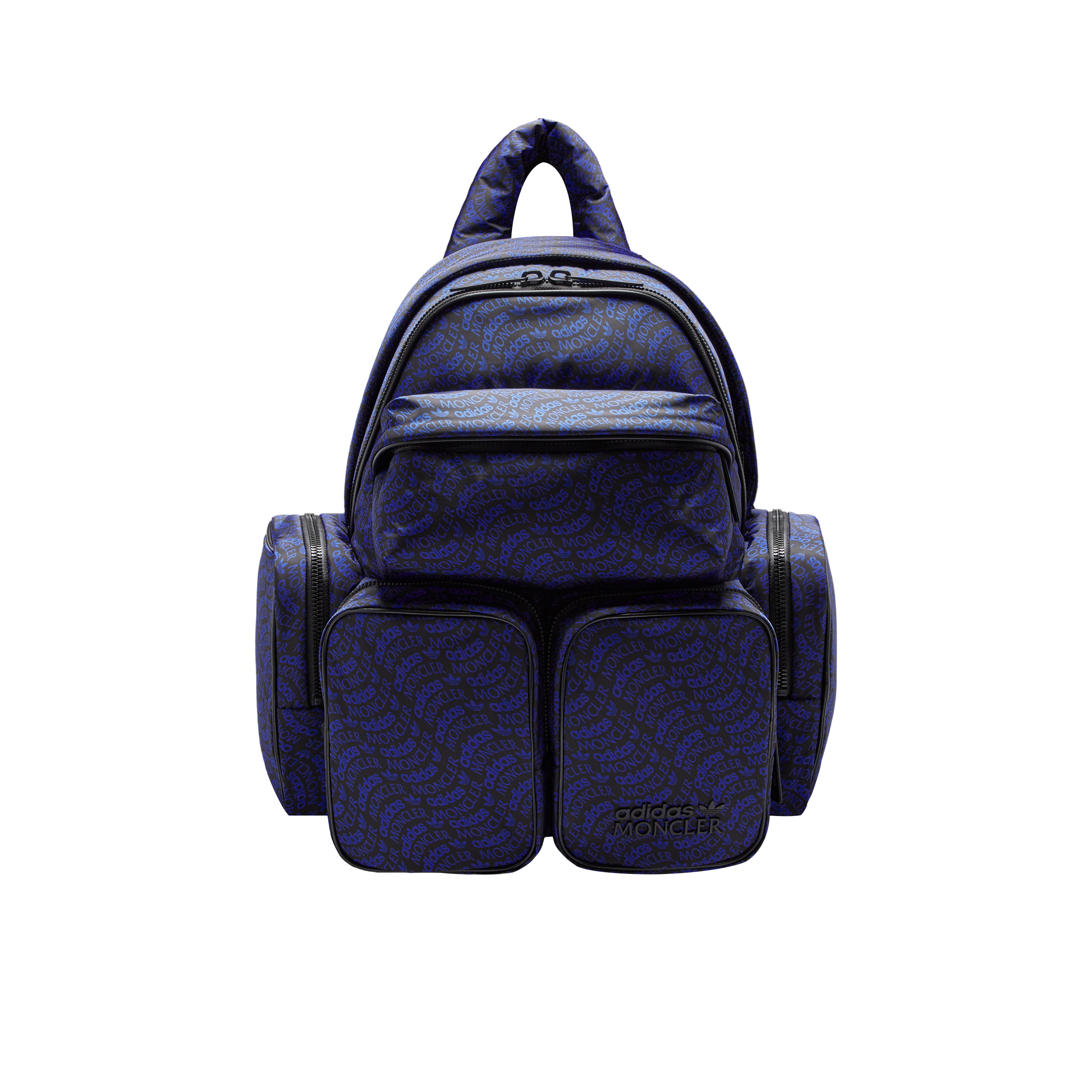 Moncler Logo Print Backpack Multicolour In Blue