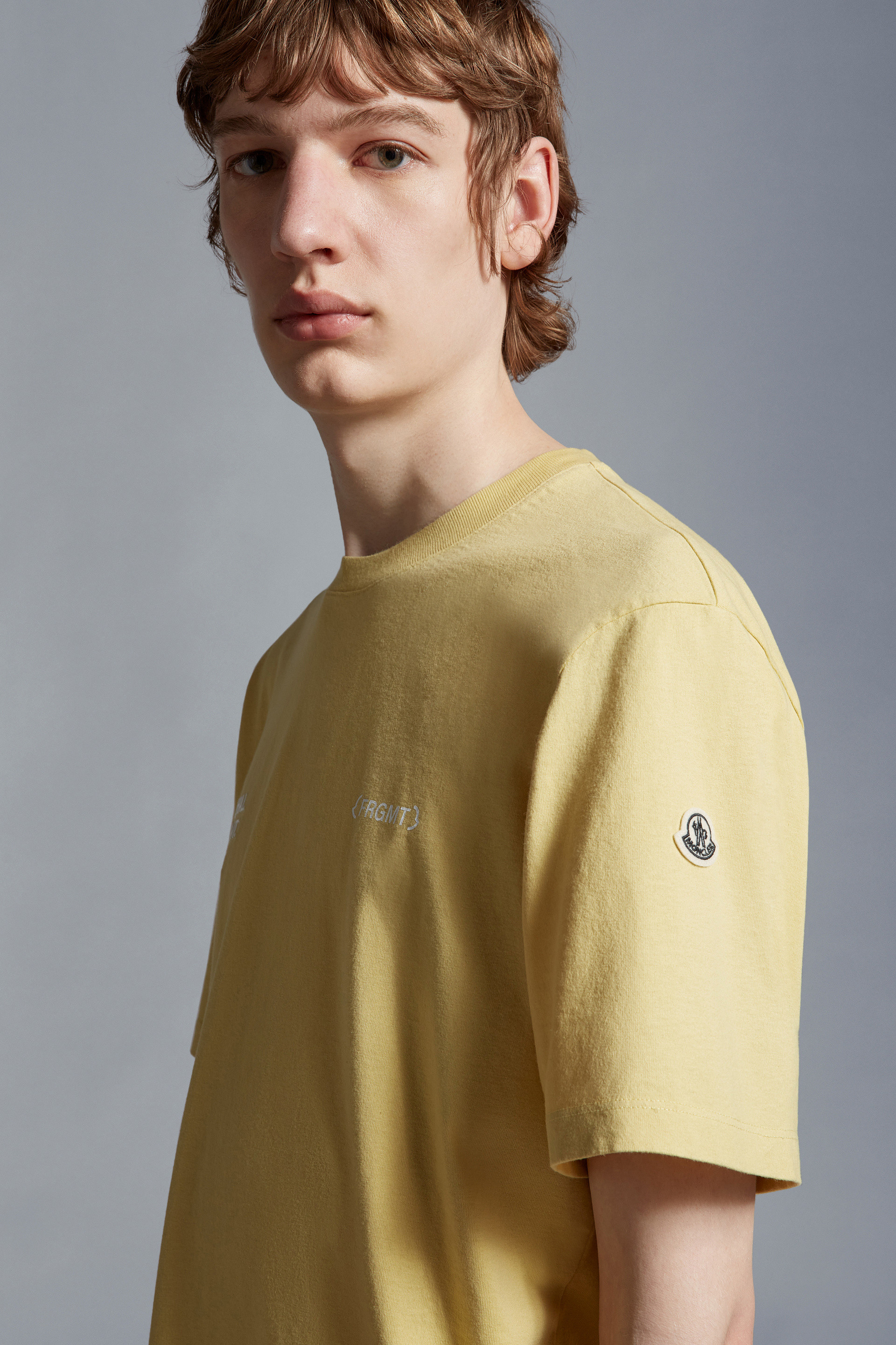 MONCLER: T-shirt with multicolor logo - Yellow Cream