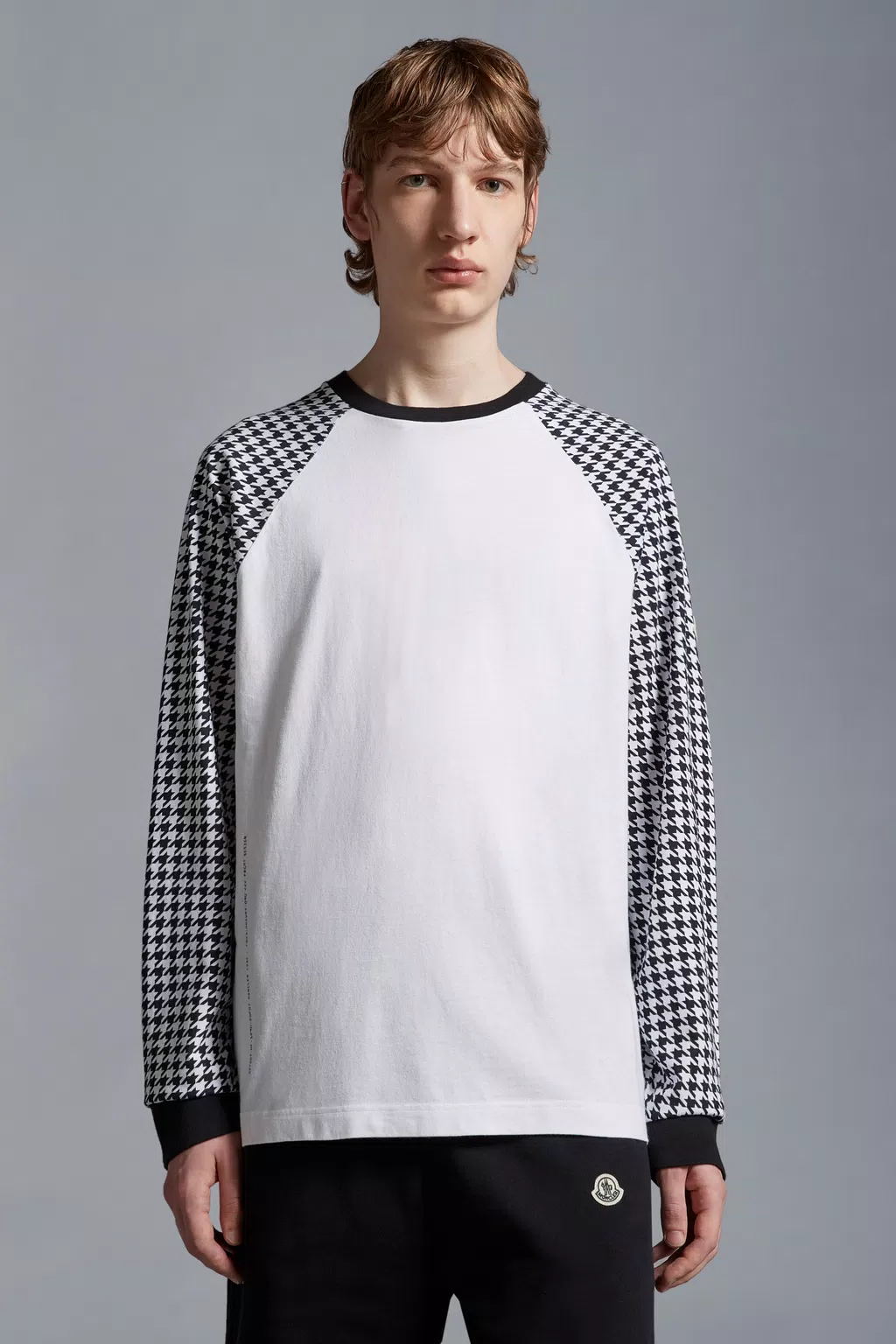 Houndstooth Long Sleeve T-Shirt Gender Neutral Black & White Moncler 1