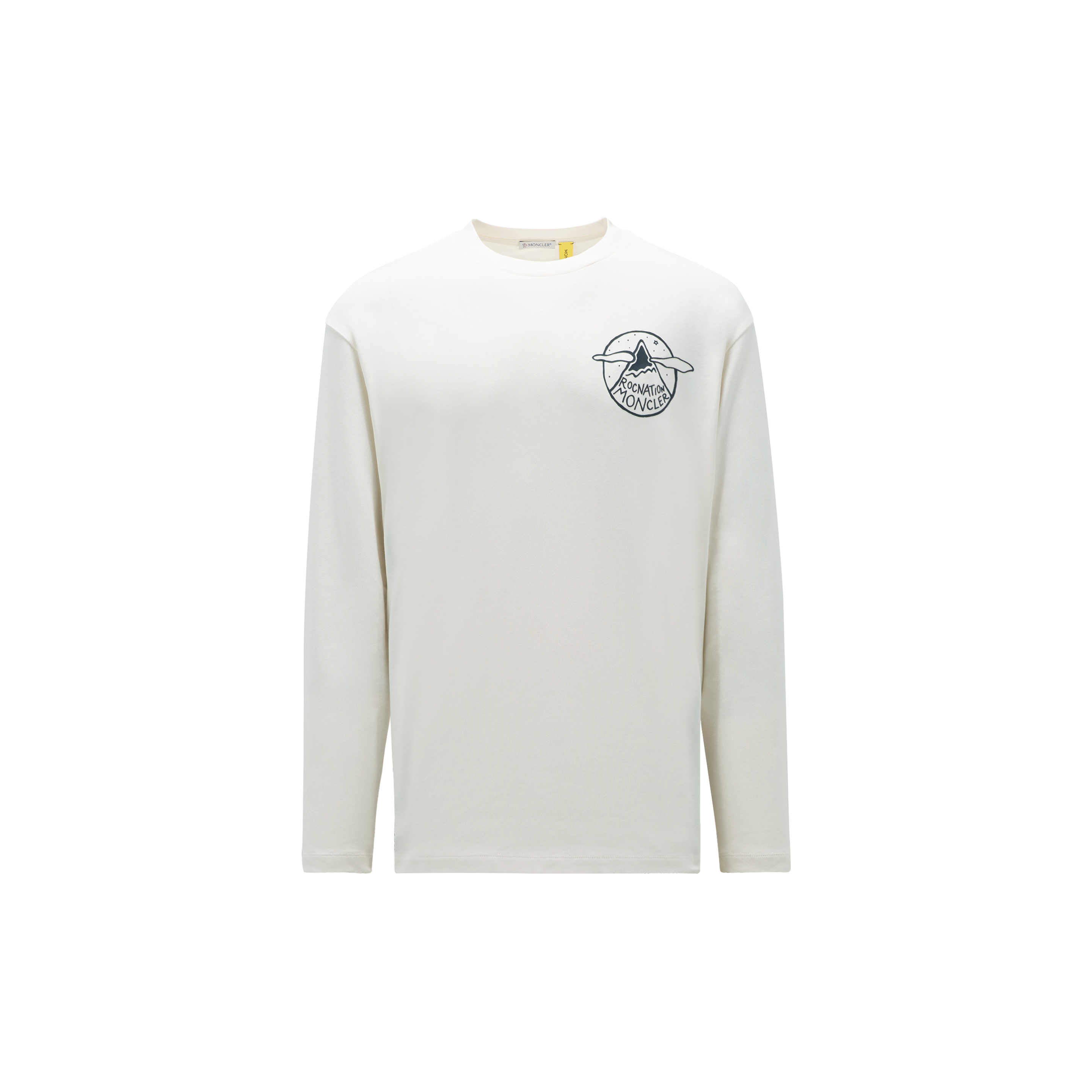 Moncler Logo Long Sleeve T-shirt White In Blanc