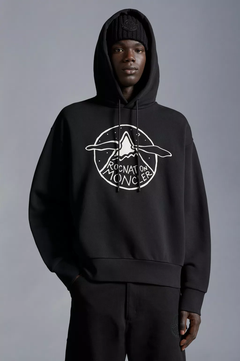 Sudadera con capucha y logotipo Hombre Negro Moncler 1