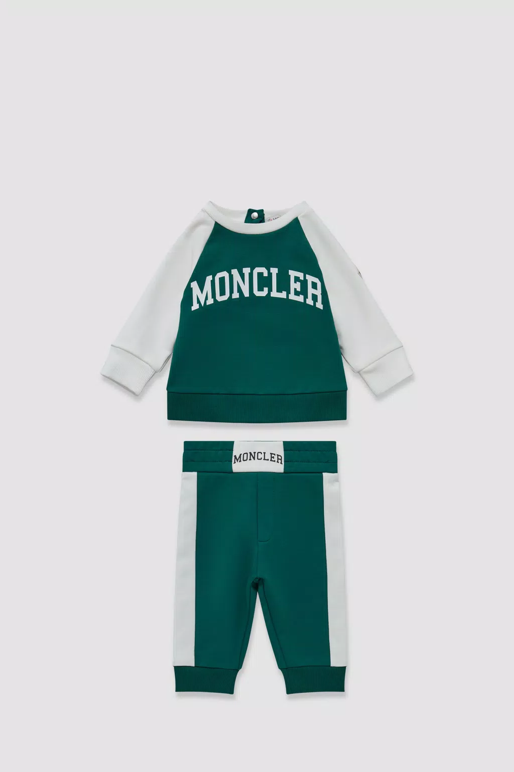 Logo Sweatsuit Set Boy White & Green Moncler 1