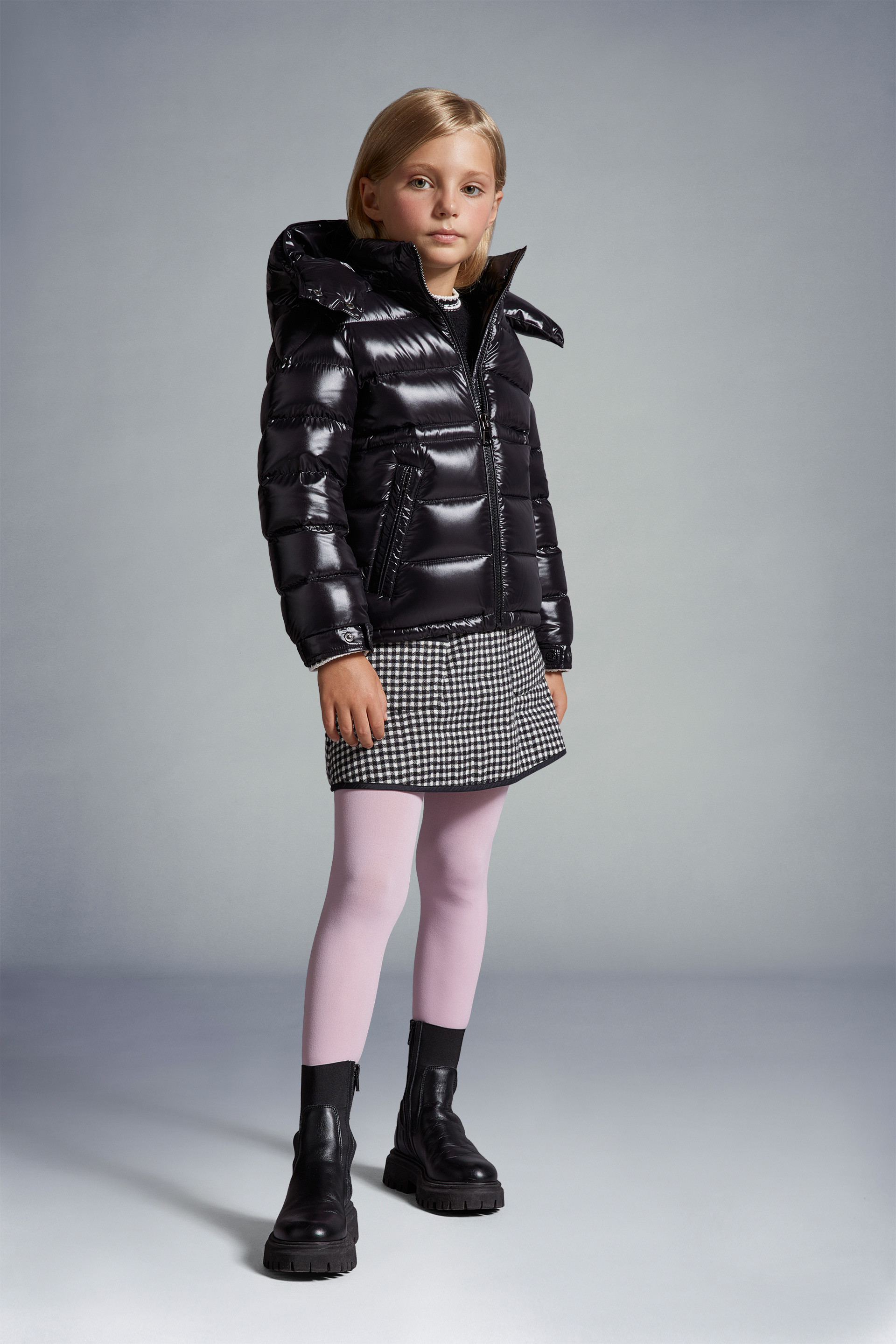 Shop Girls Quilted Jacket Self Design blush at Woollen Wear
