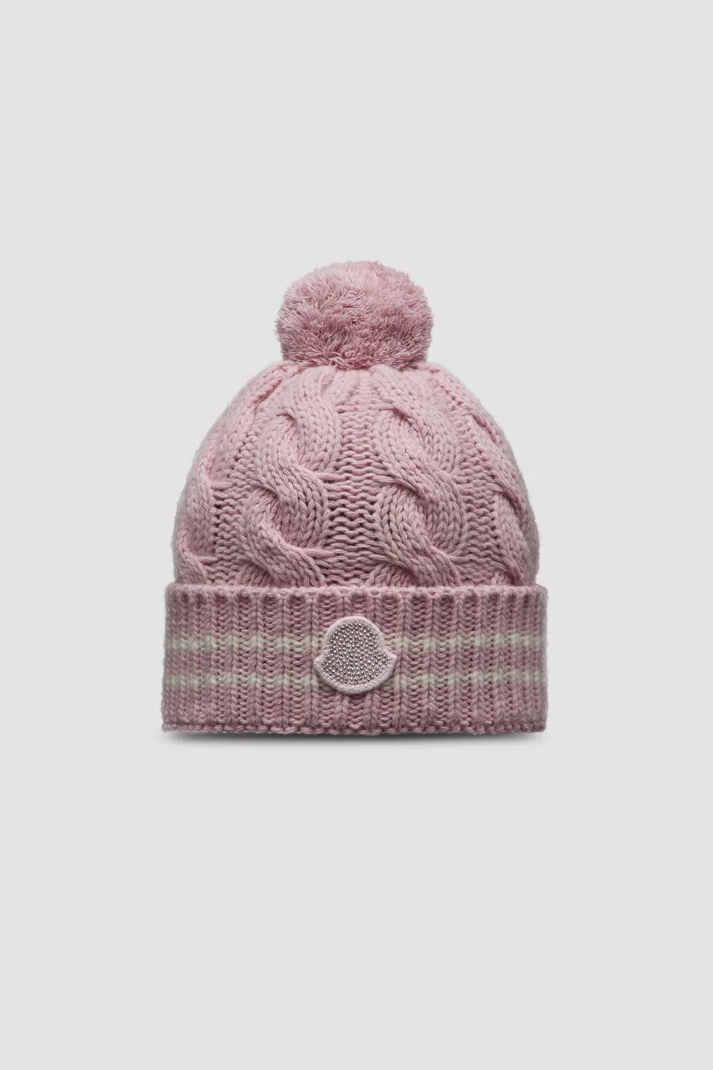 Wool Beanie with Pom Pom Girl Light Pink Moncler 1