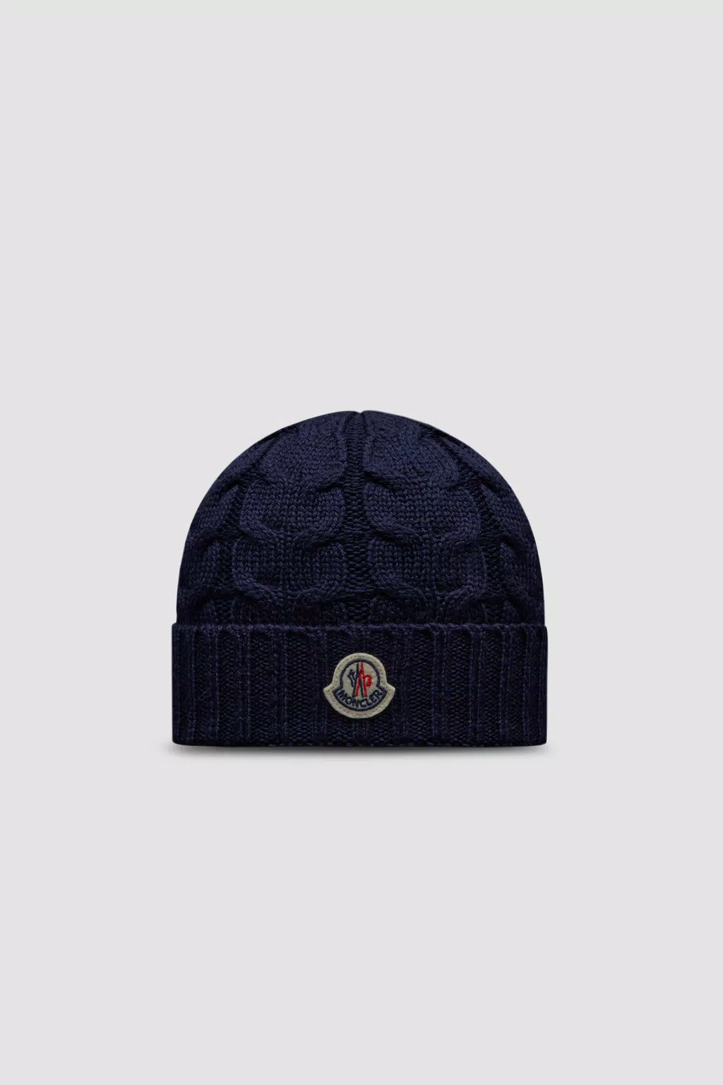 Cable Knit Wool Beanie Boy Night Blue Moncler 1