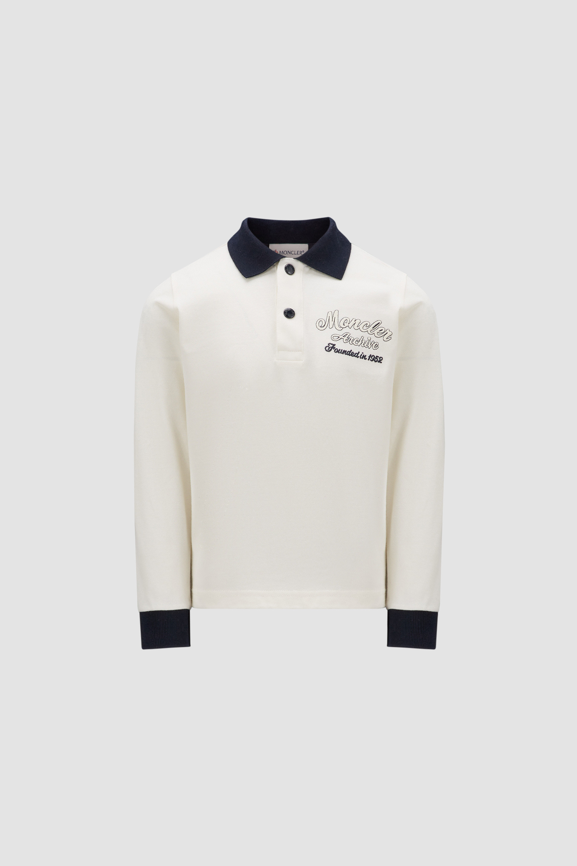 Moncler white 2025 long sleeve polo