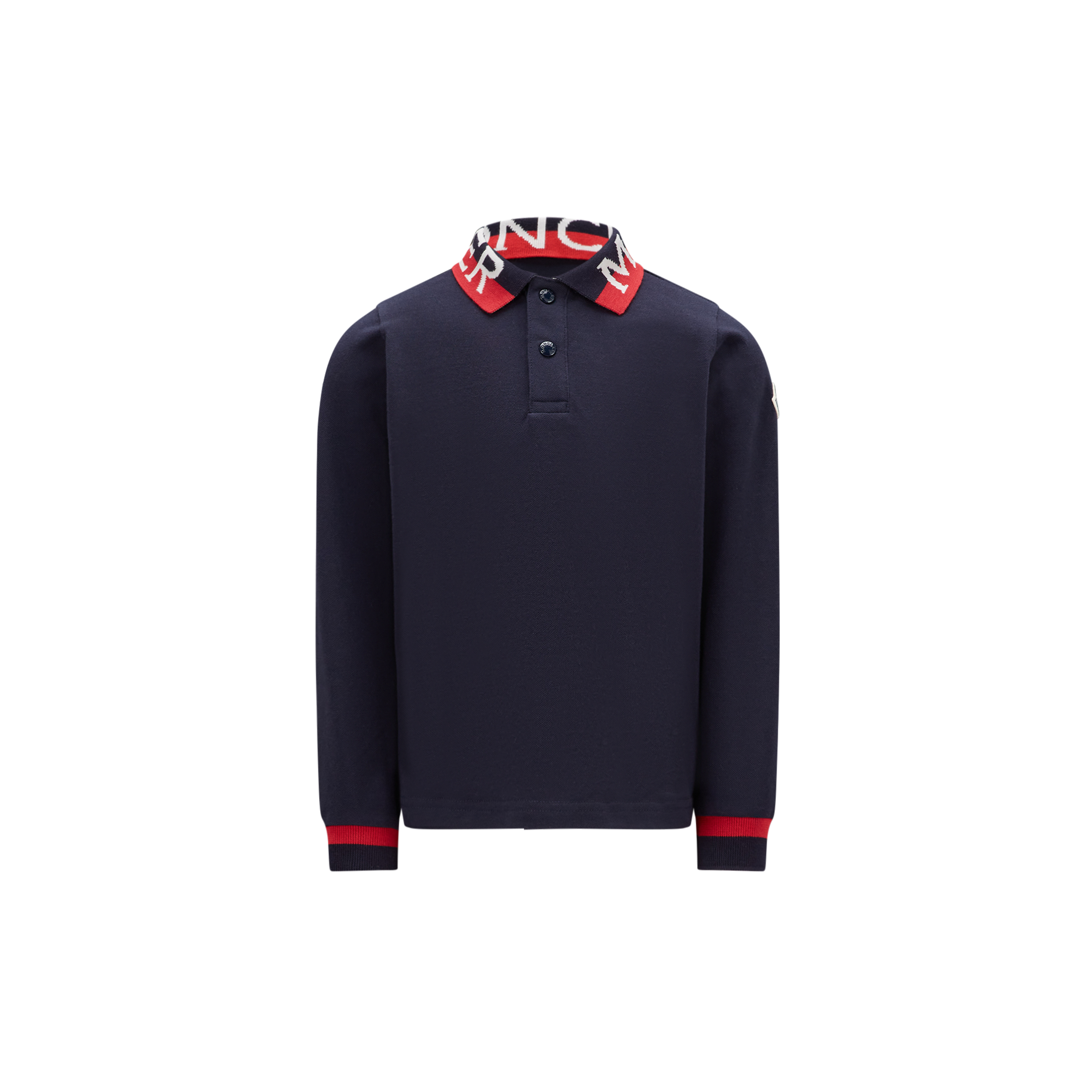 MONCLER ENFANT Logo Long Sleeve Polo Shirt, Boy, Blue, Size: 14Y