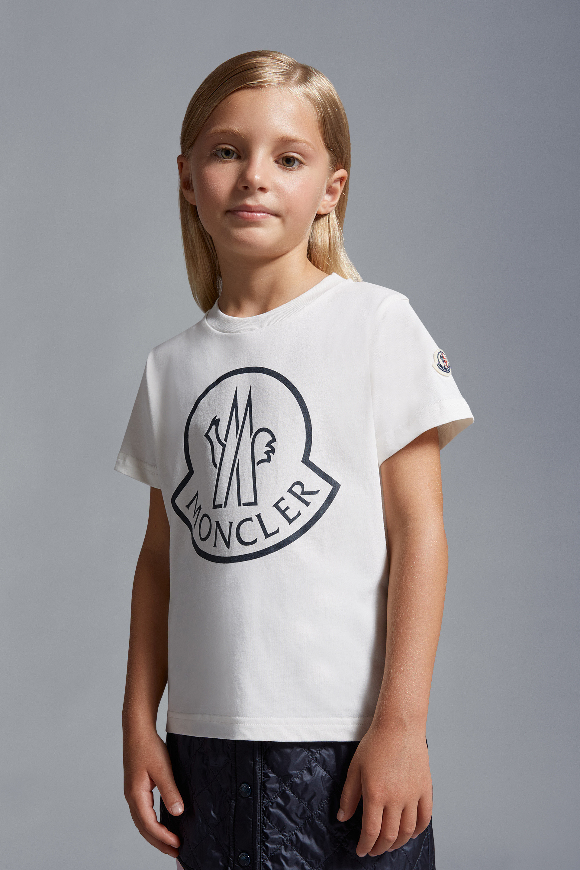 White Logo T Shirt Polos T shirts for Children Moncler SG