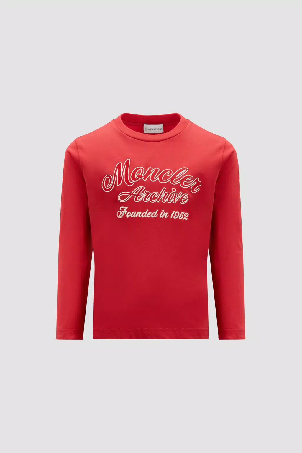 Embroidered Long Sleeve T-Shirt Boy Scarlet Red Moncler 1