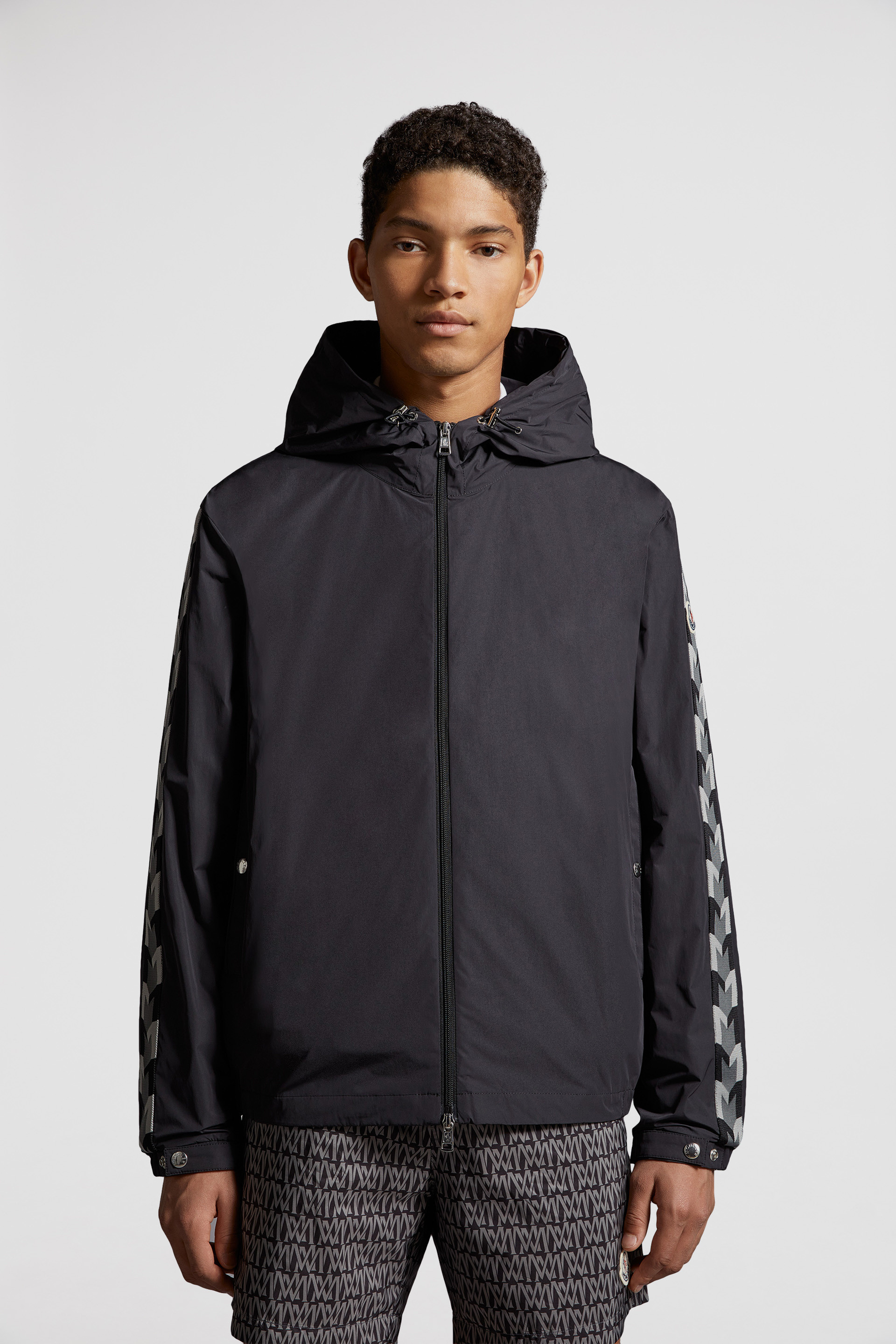 Black Moyse Hooded Jacket - Windbreakers & Raincoats for Men 