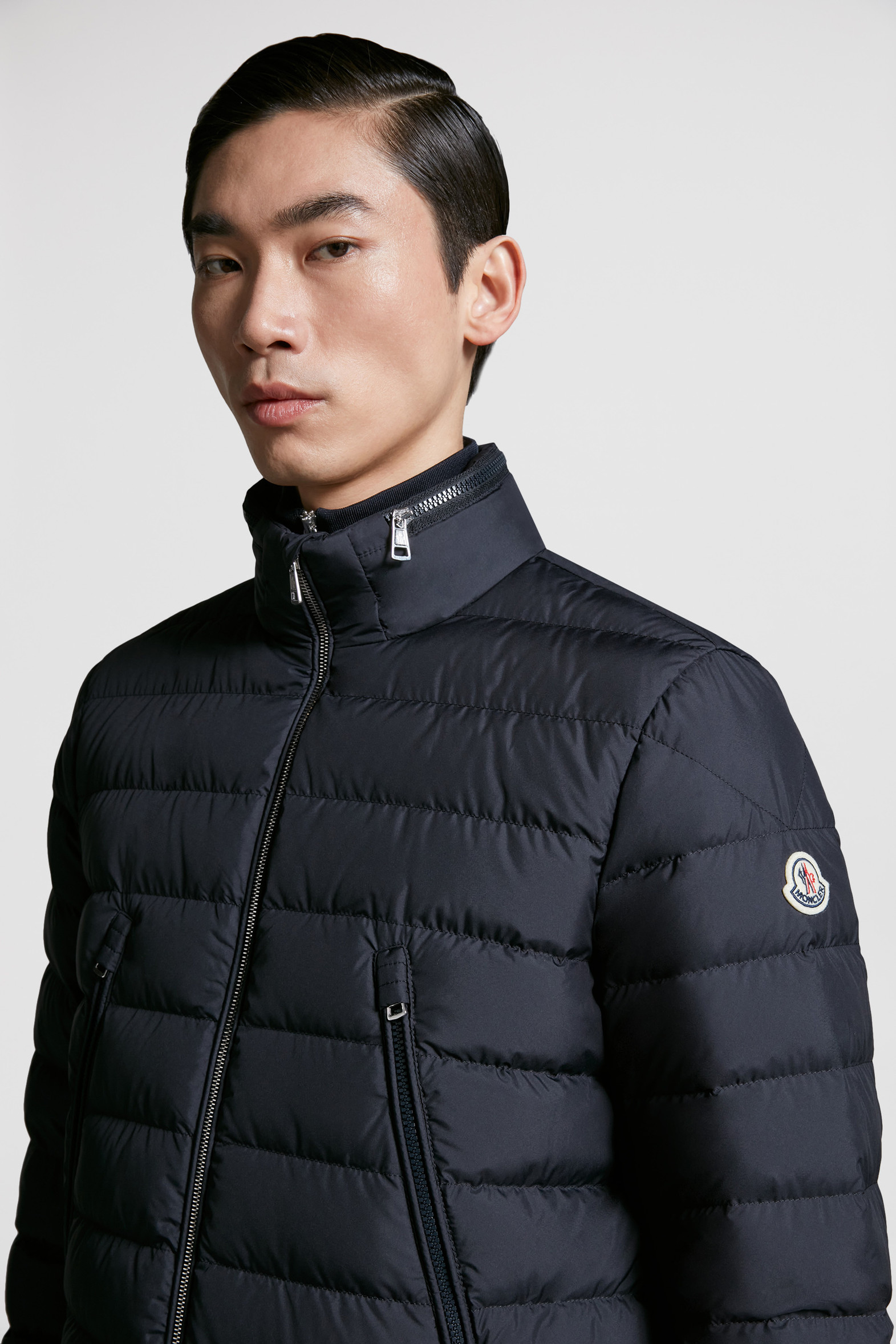 Navy Blue Alfit Short Down Jacket Short Down Jackets for Men Moncler US