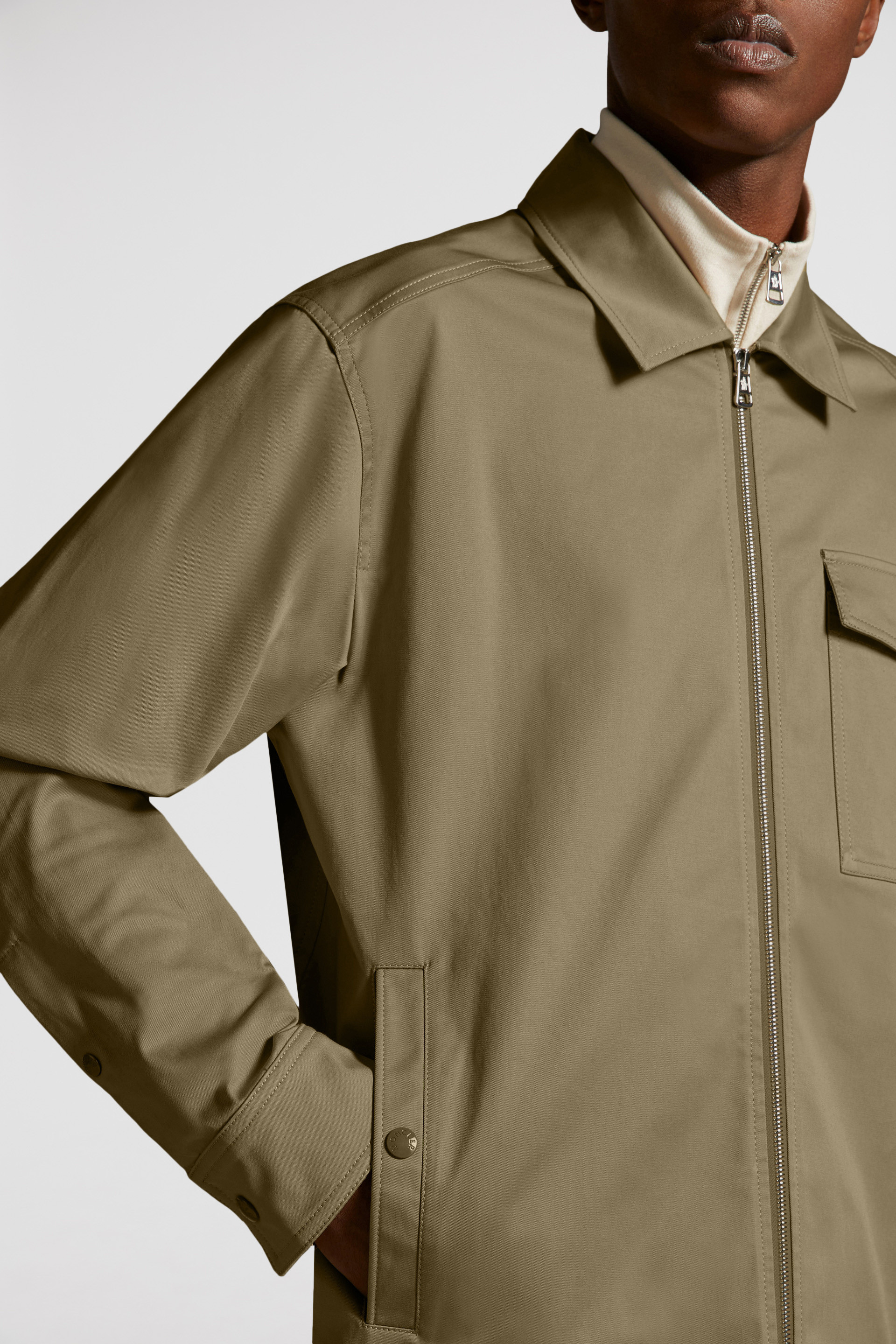 Gabardine Zip-Up Shirt