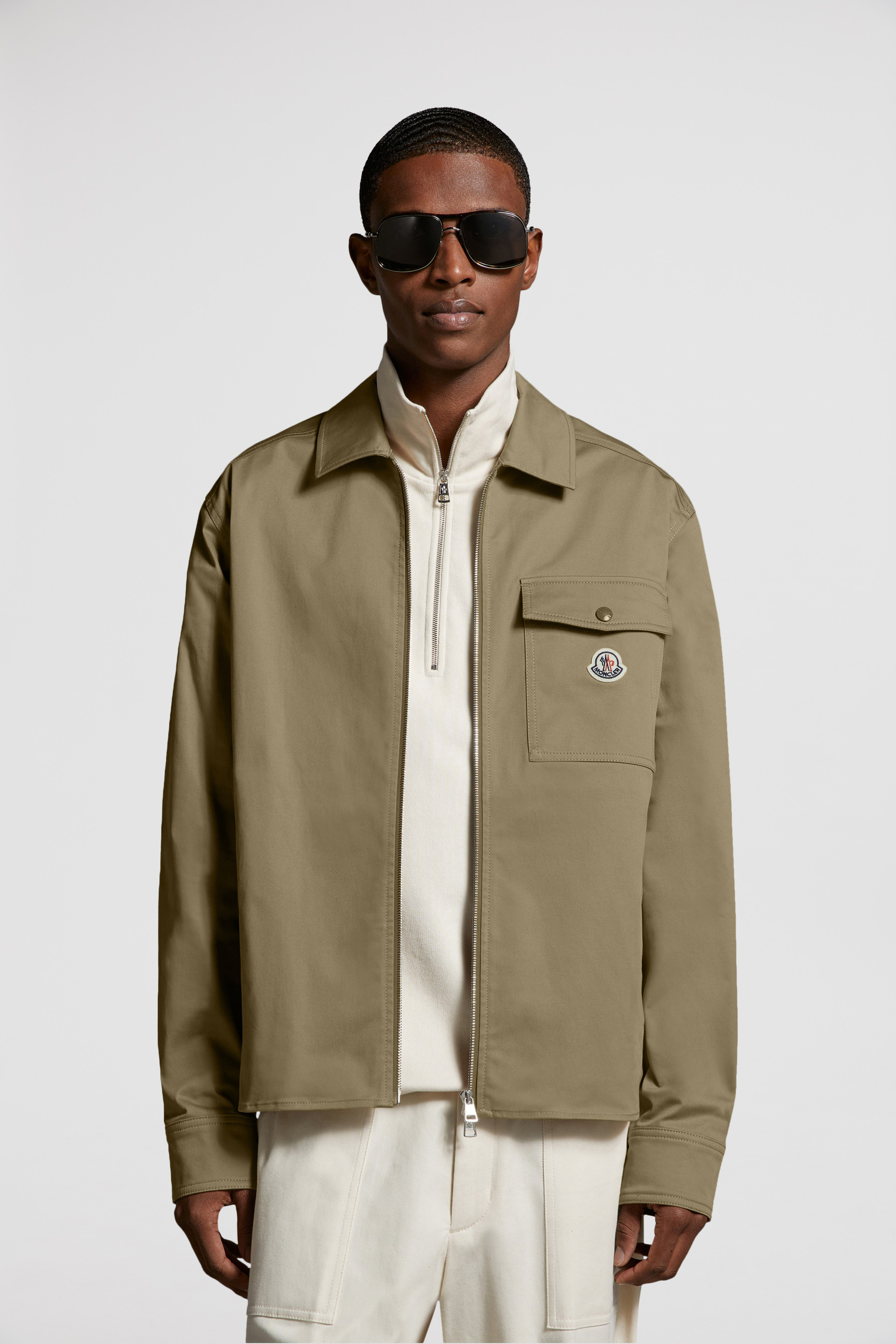 Gabardine Zip-Up Shirt