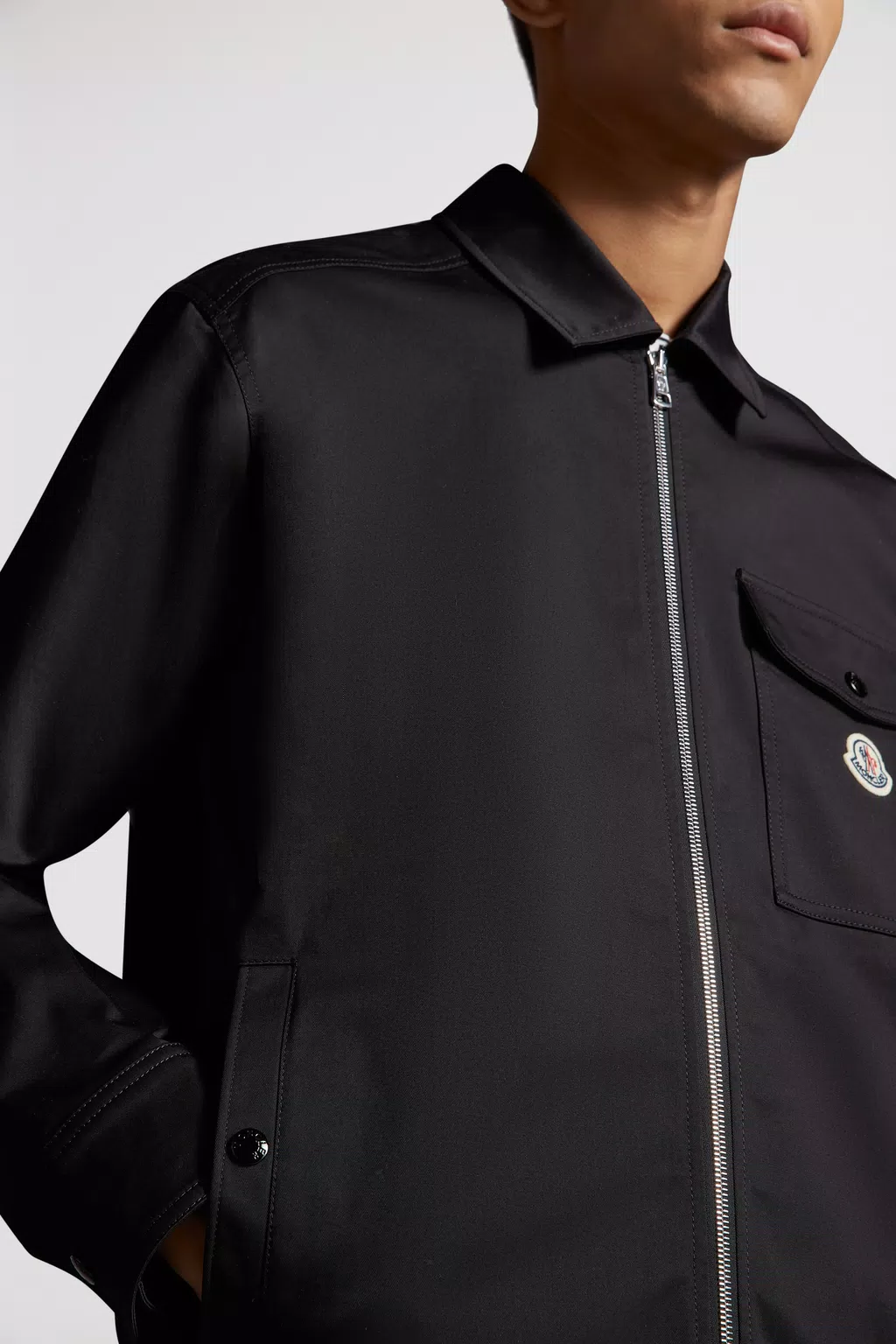 Black Gabardine Zip-Up Shirt - Polos & T-shirts for Men | Moncler US