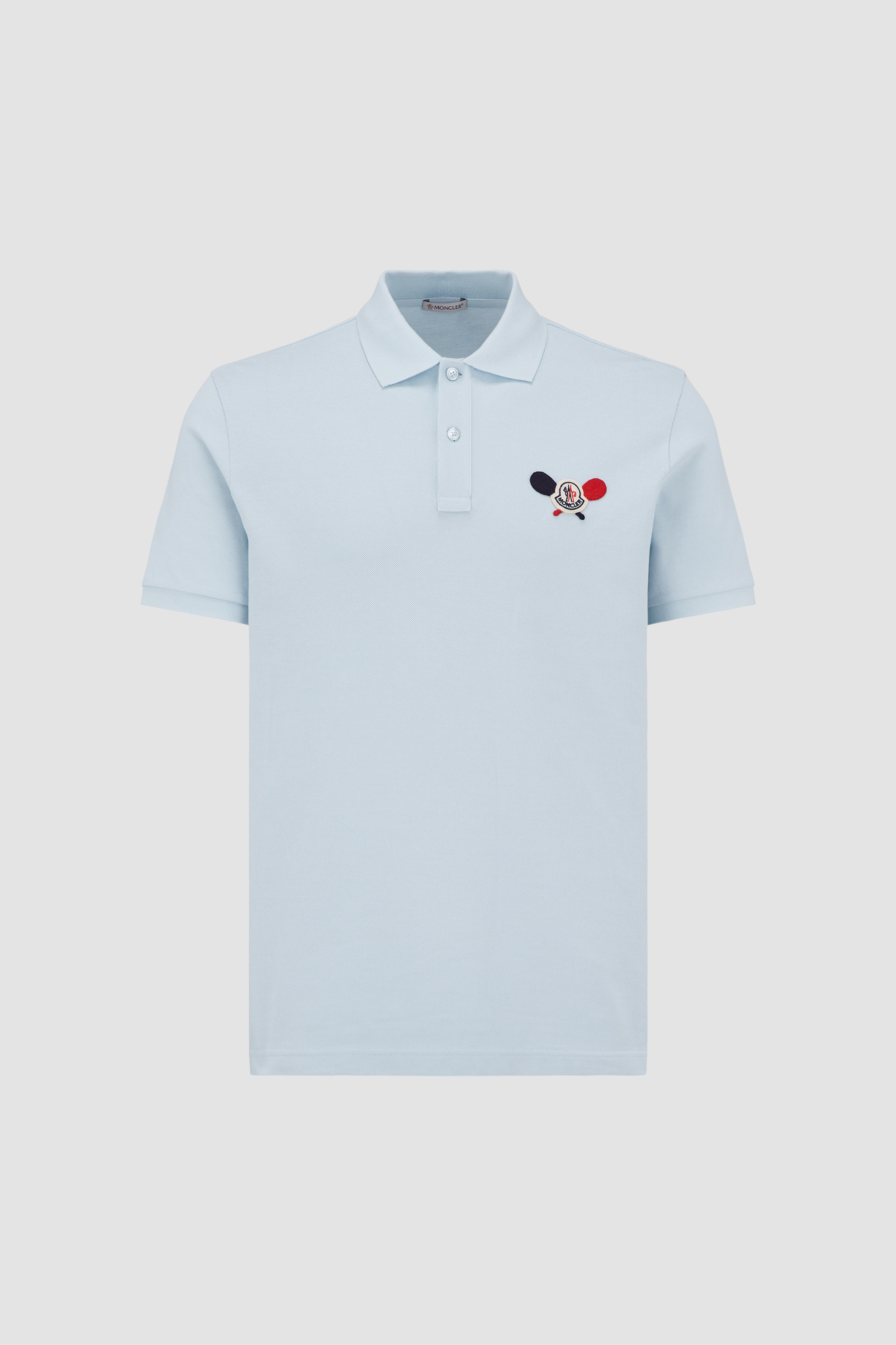 Light Blue Tennis Logo Patch Polo Shirt - Polos & T-shirts for Men 