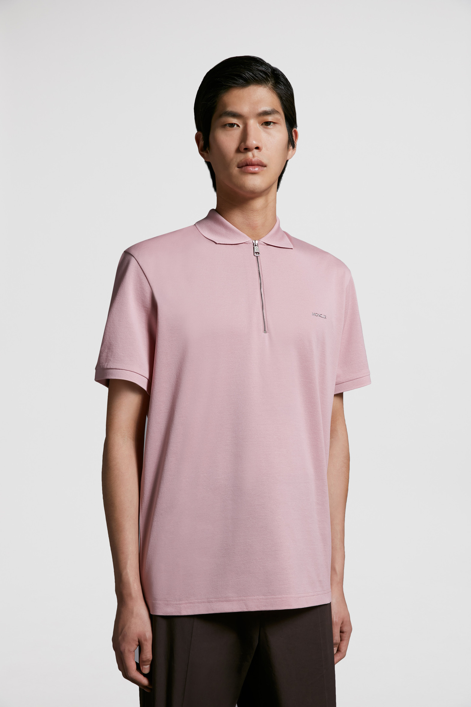 Pink Zip-Up Polo Shirt - Polos & T-shirts for Men | Moncler NO