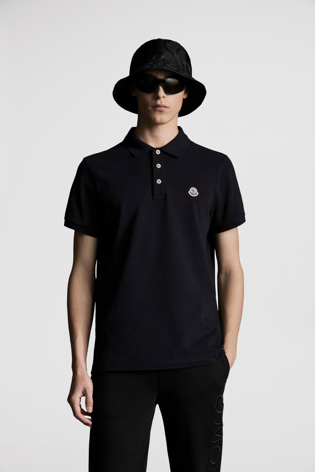 Moncler black cheap polo shirt