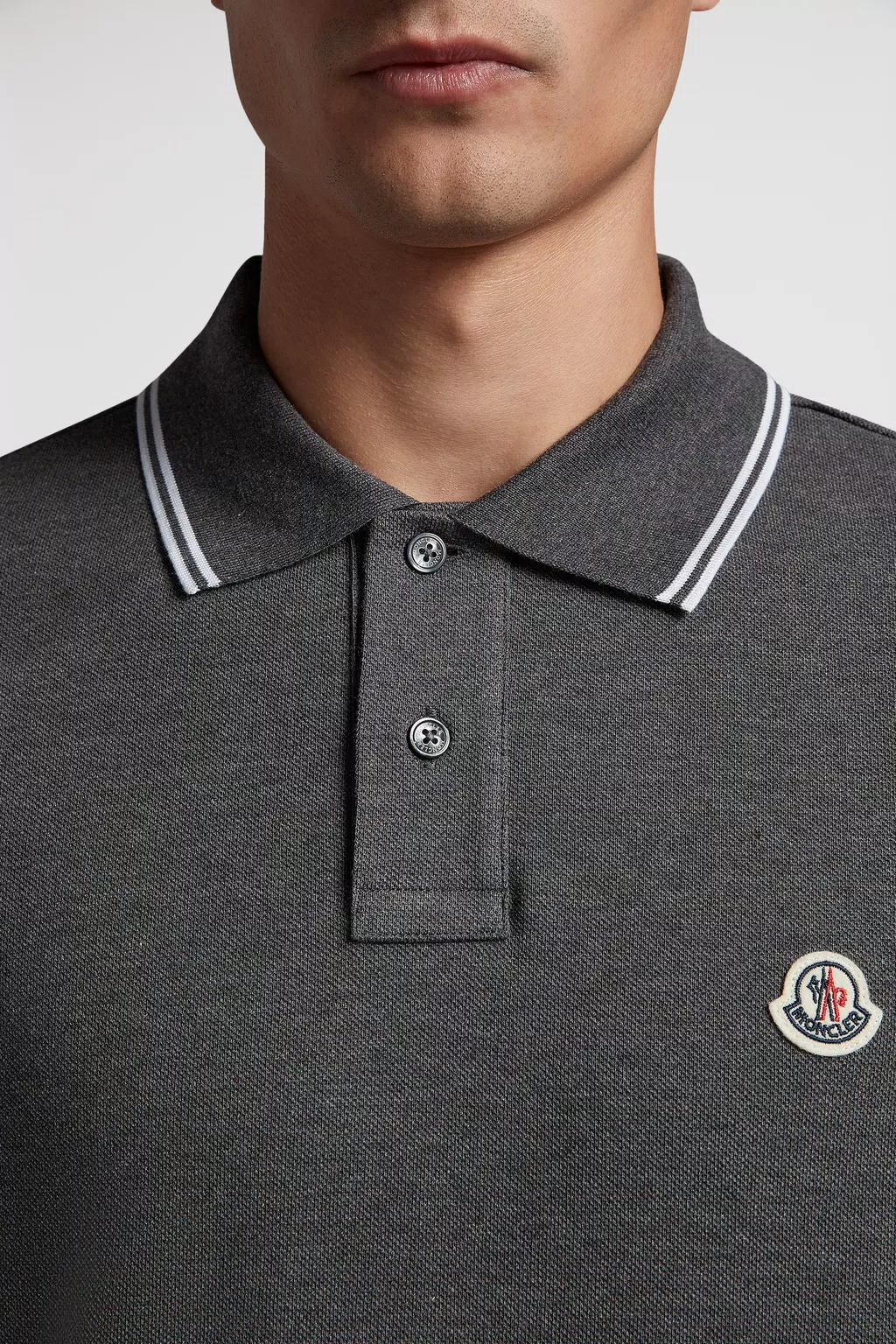 Dark Grey Logo Patch Polo Shirt - Polos & T-shirts for Men | Moncler US