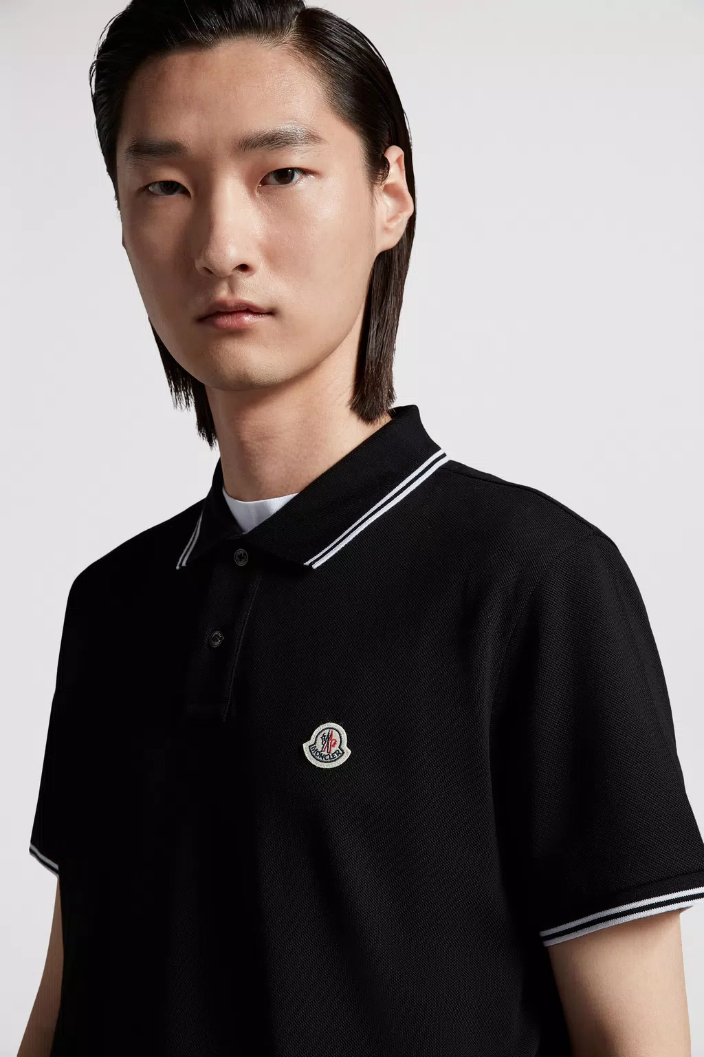 Black Logo Patch Polo Shirt - Polos & T-shirts for Men | Moncler GB