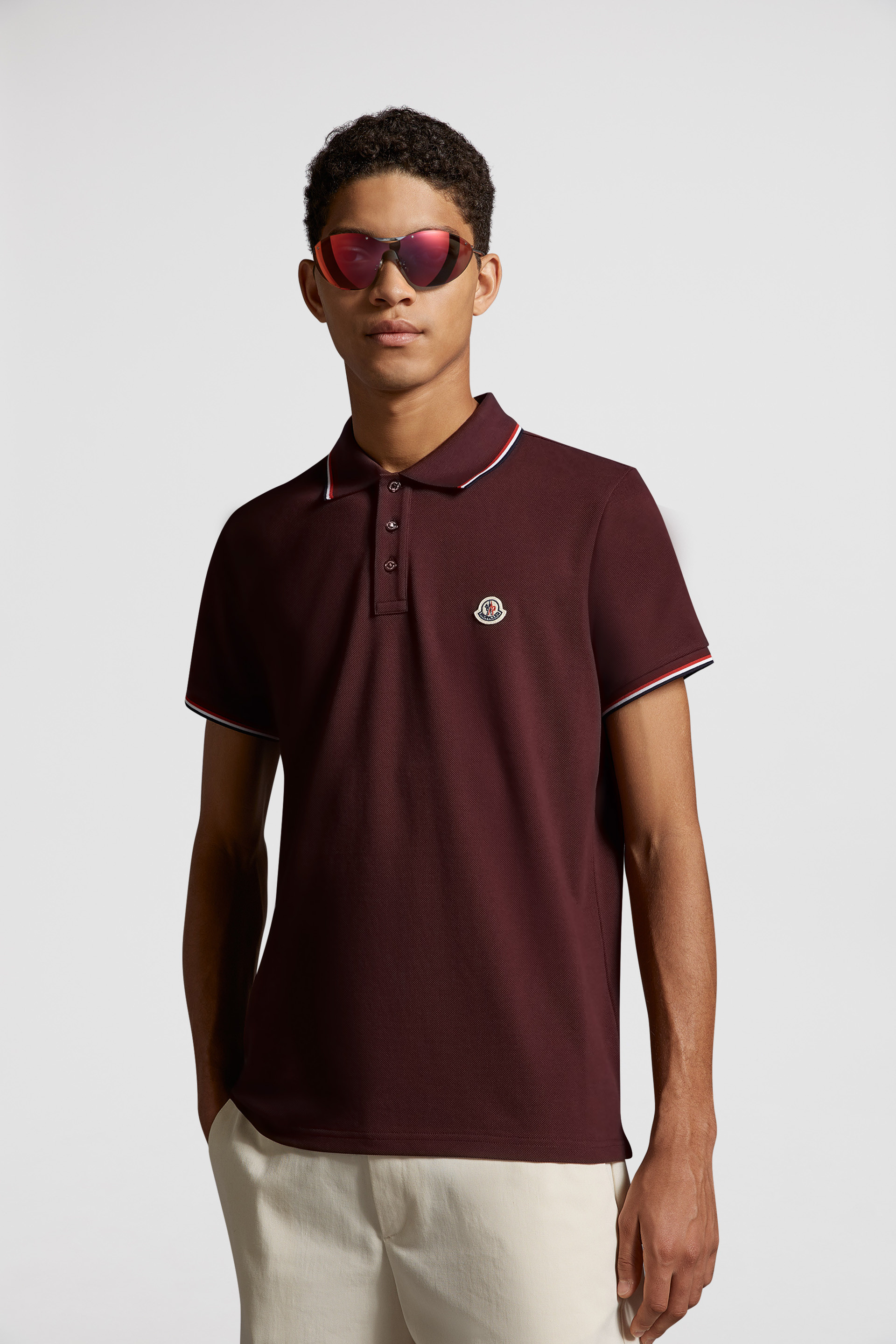Red Logo Patch Polo Shirt - Polos & T-shirts for Men | Moncler US