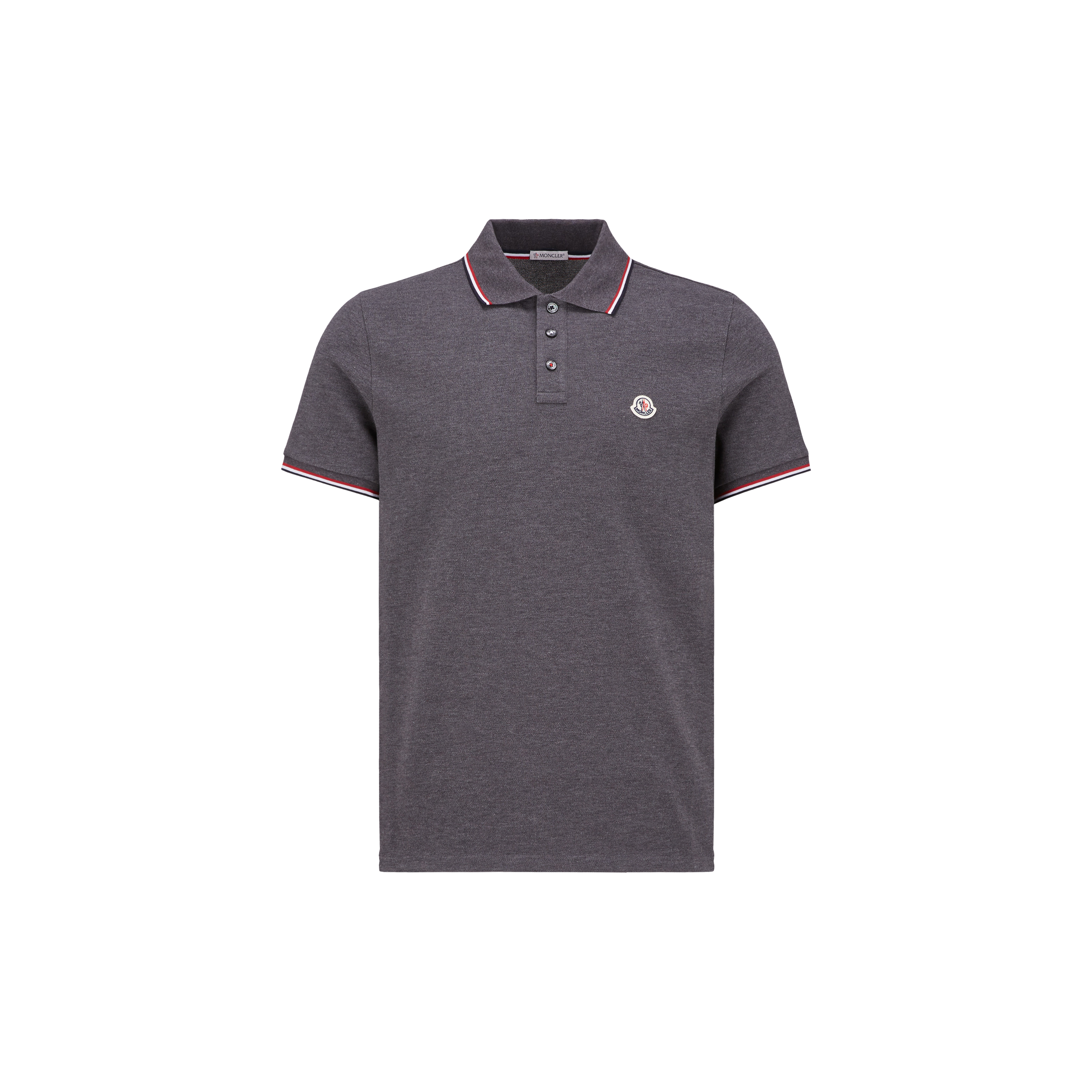 Moncler Tipped Short Sleeve Polo Shirt In Grey