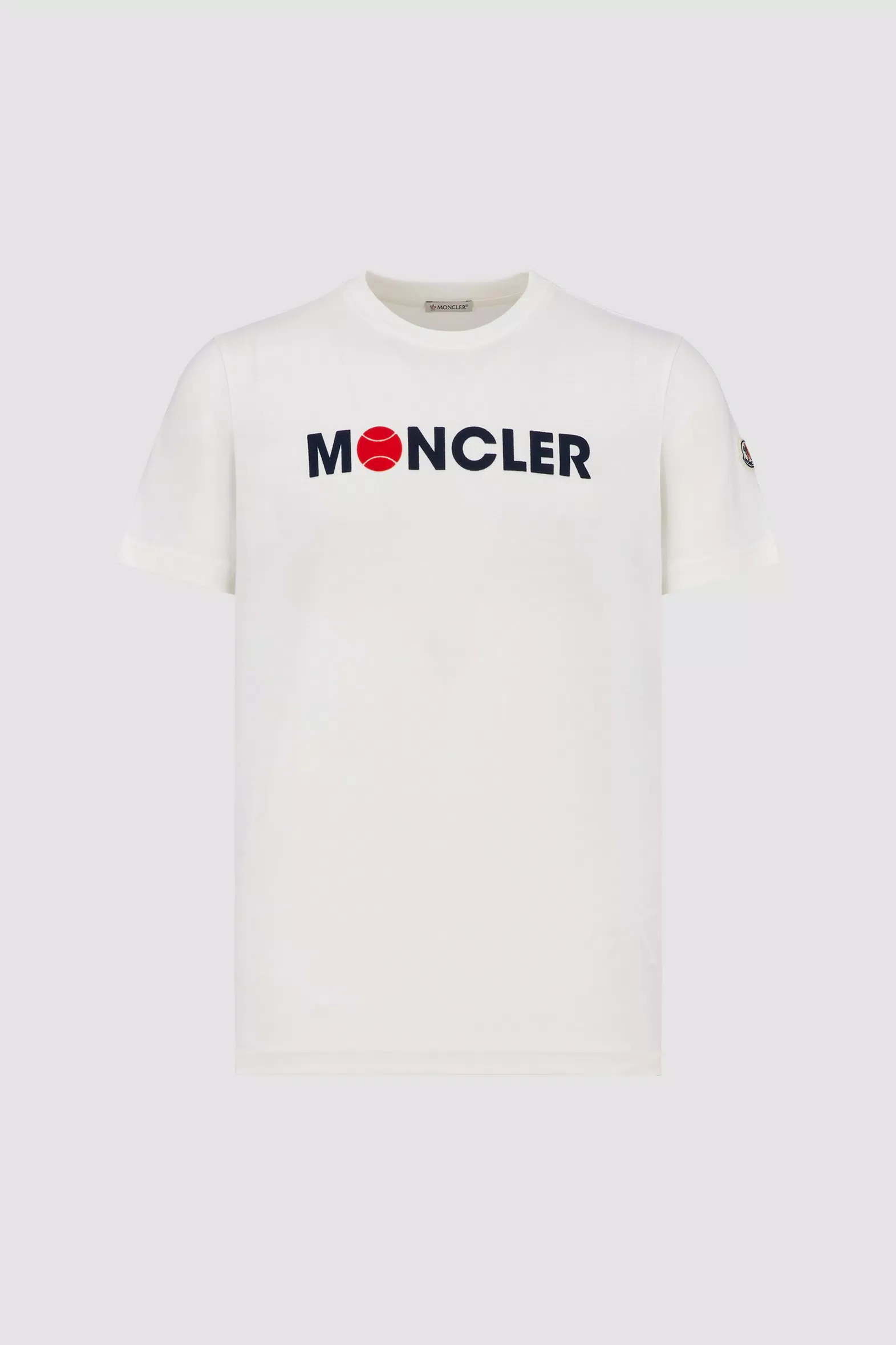 White Flocked Logo T-Shirt - Polos & T-shirts for Men | Moncler US