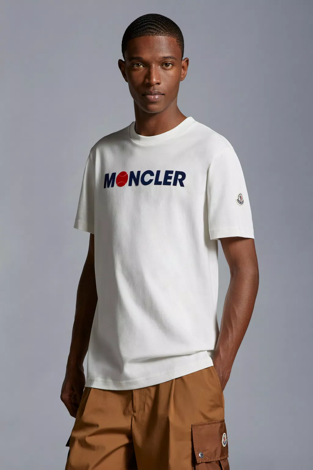 Flocked Logo T-Shirt Men White Moncler 1