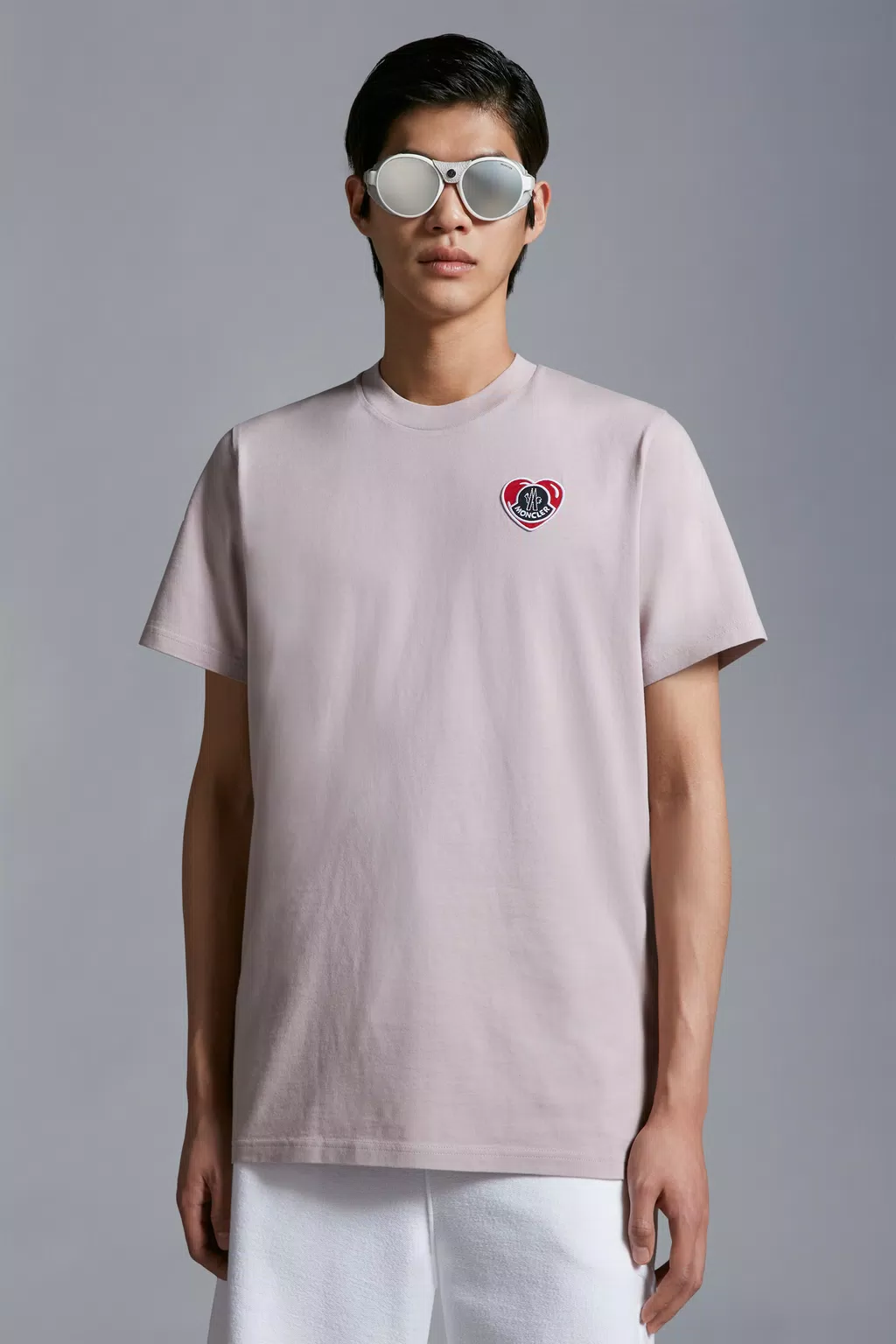 Heart Logo T-Shirt Men Pink Moncler 1