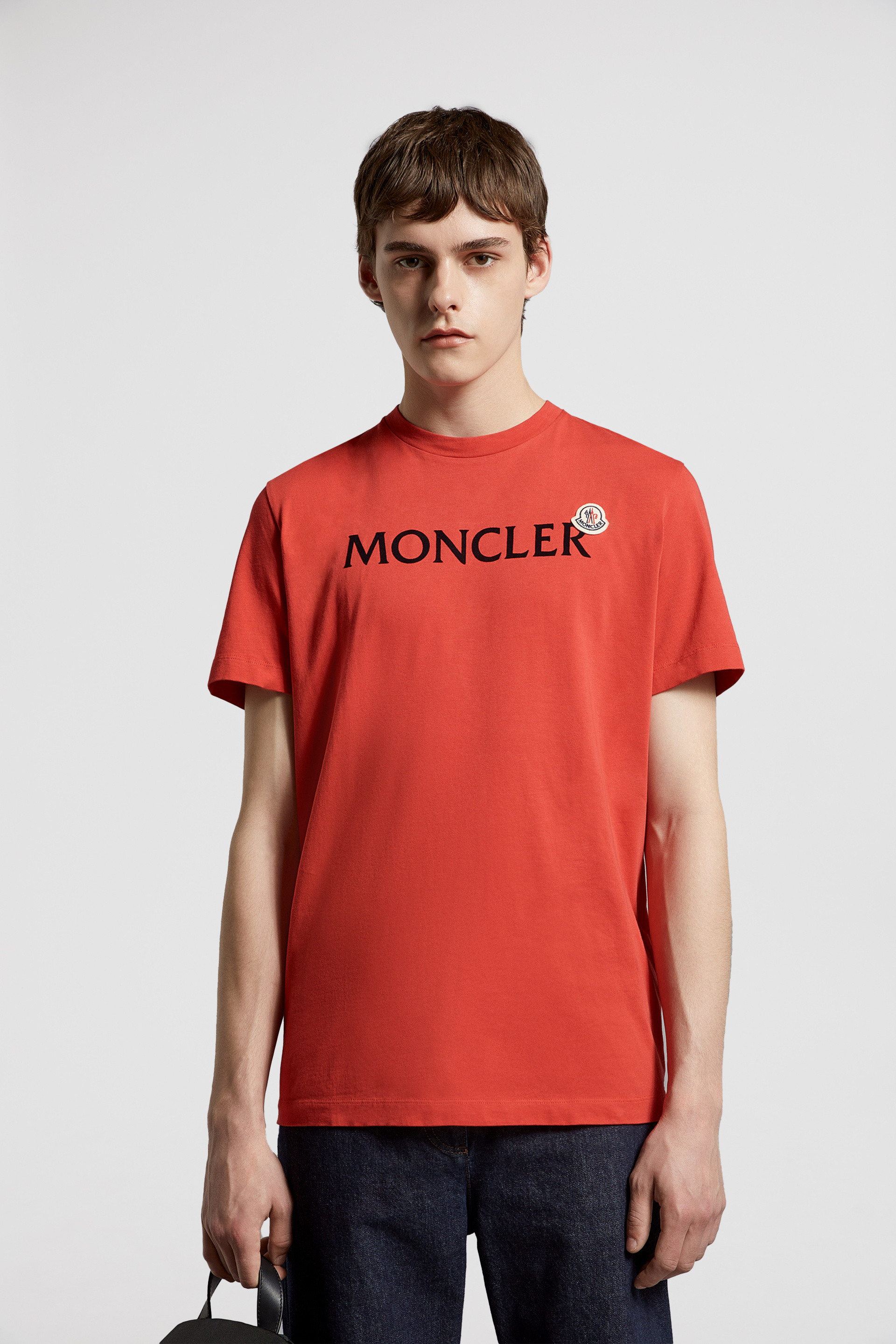 Mens red moncler t shirt online