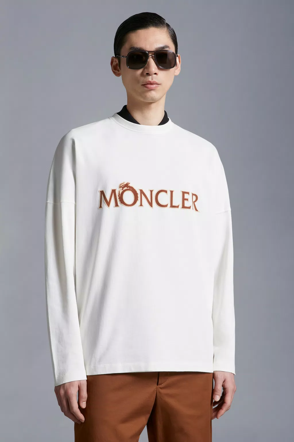 Logo Long Sleeve T-Shirt Men White Moncler 1