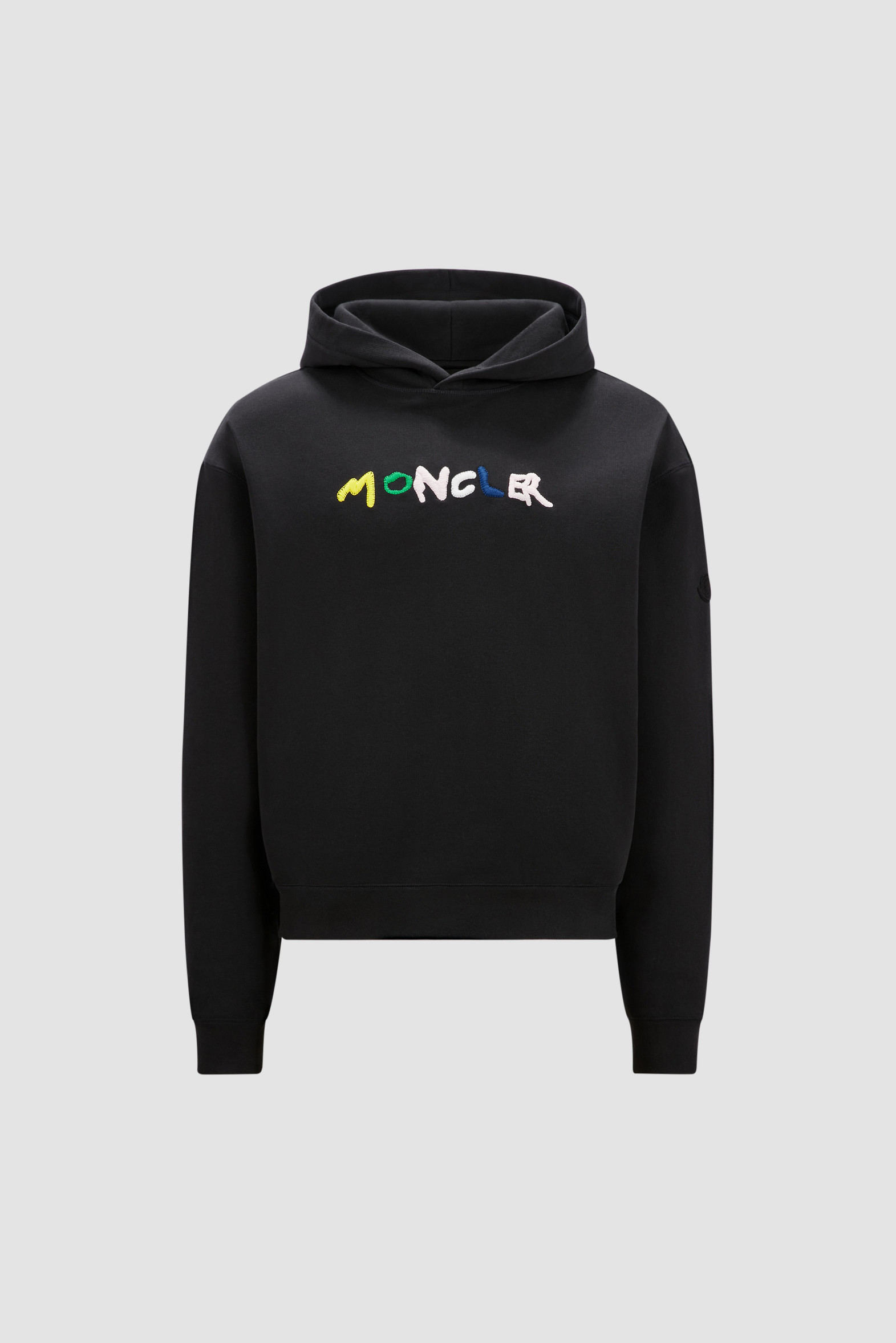 Black Embroidered Logo Hoodie Sweatshirts for Men Moncler LT