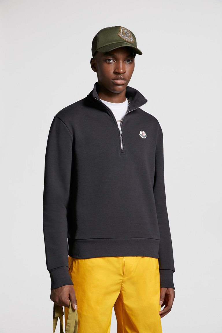 Moncler Felpa Girocollo Azzurra In Cotone Con Logo L19518G00004/70Q main image 1