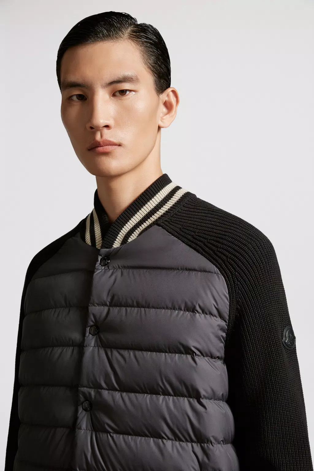 Black Padded Cotton Cardigan - Sweaters & Cardigans for Men | Moncler US