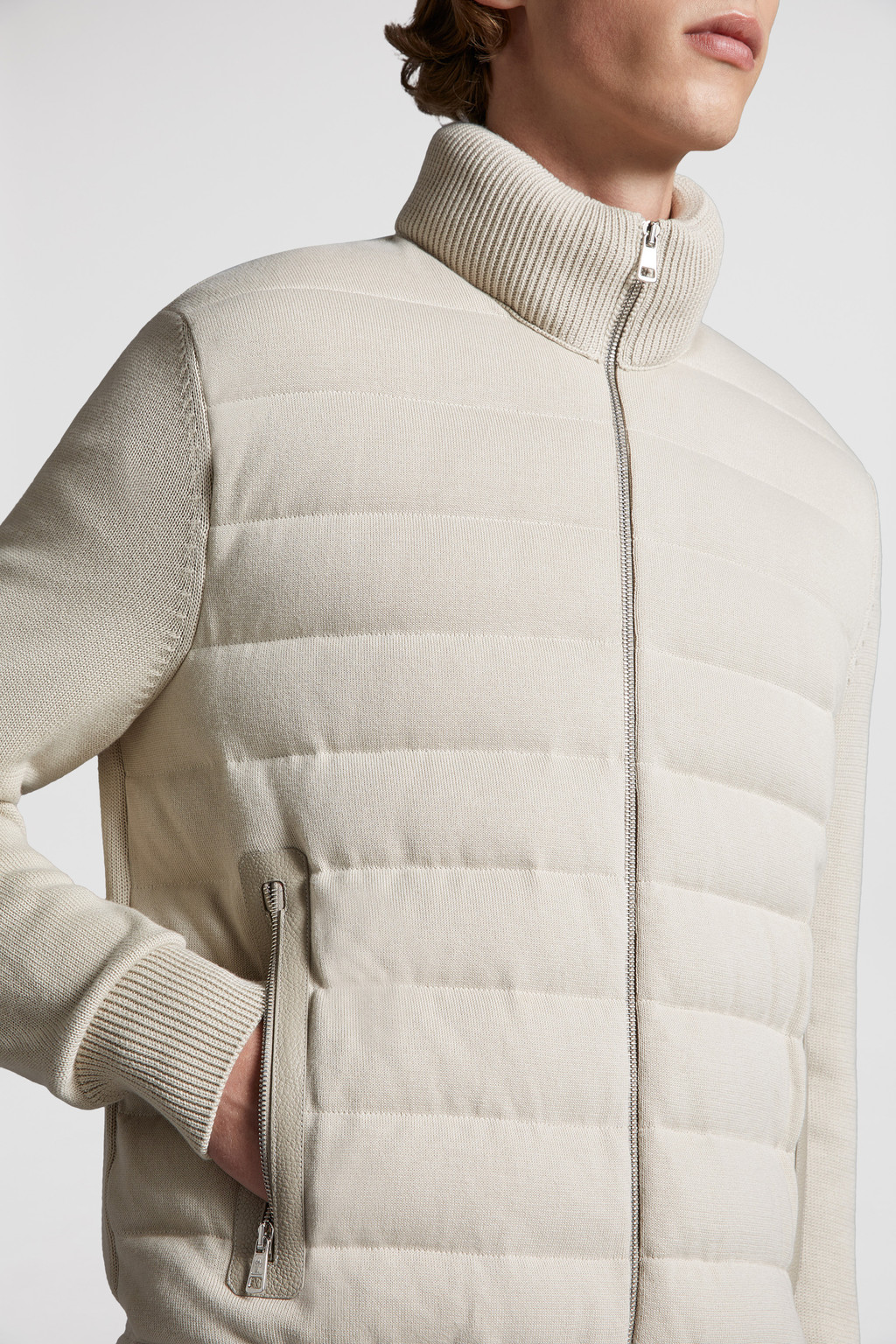 Burberry 25 Zipper-Up Hooded Knit Cardigan Beige Wool Cashmere