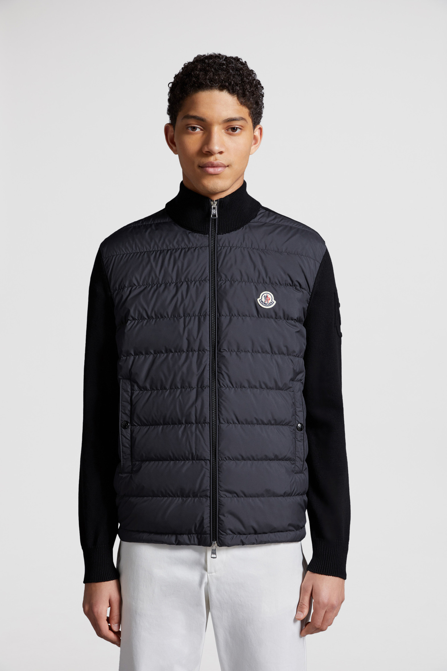 Black Padded Cotton ZipUp Cardigan Sweaters & Cardigans for Men