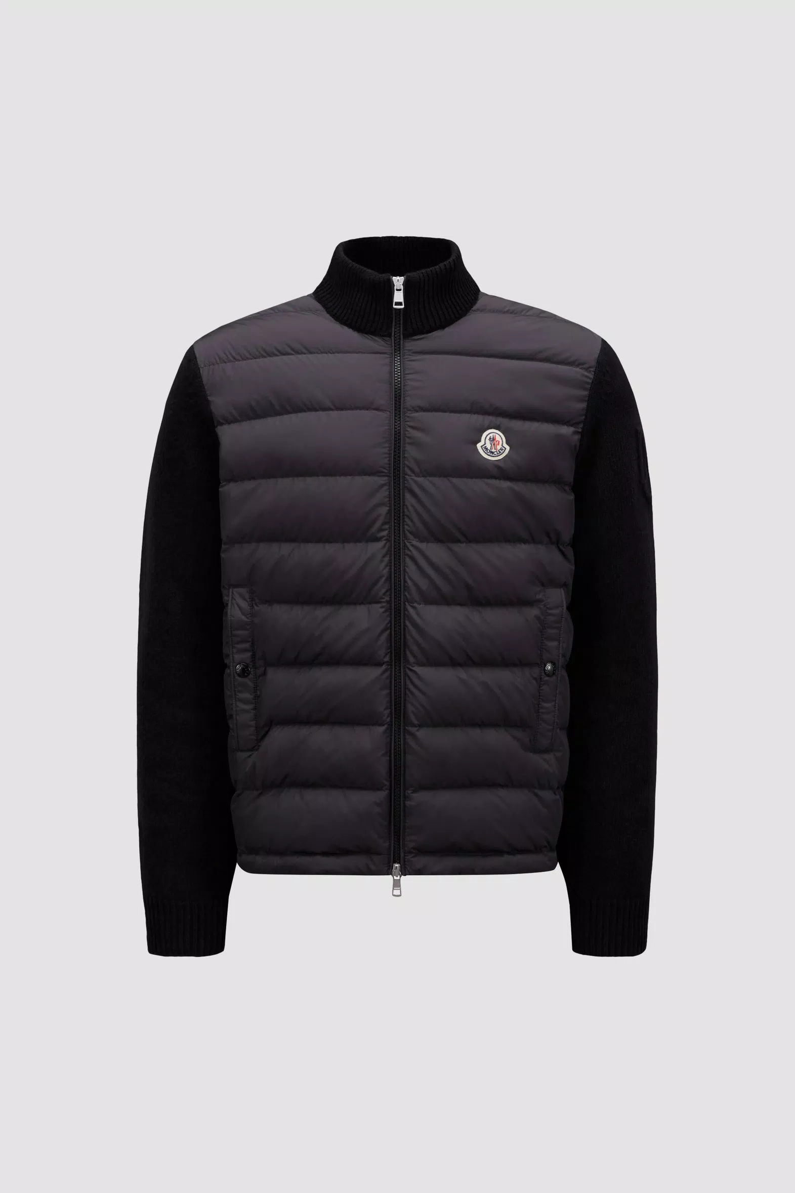 Black Padded Cotton Zip-Up Cardigan - Sweaters & Cardigans for Men ...