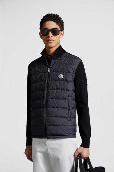 Black Padded Cotton Zip-Up Cardigan - Sweaters & Cardigans for Men |  Moncler US