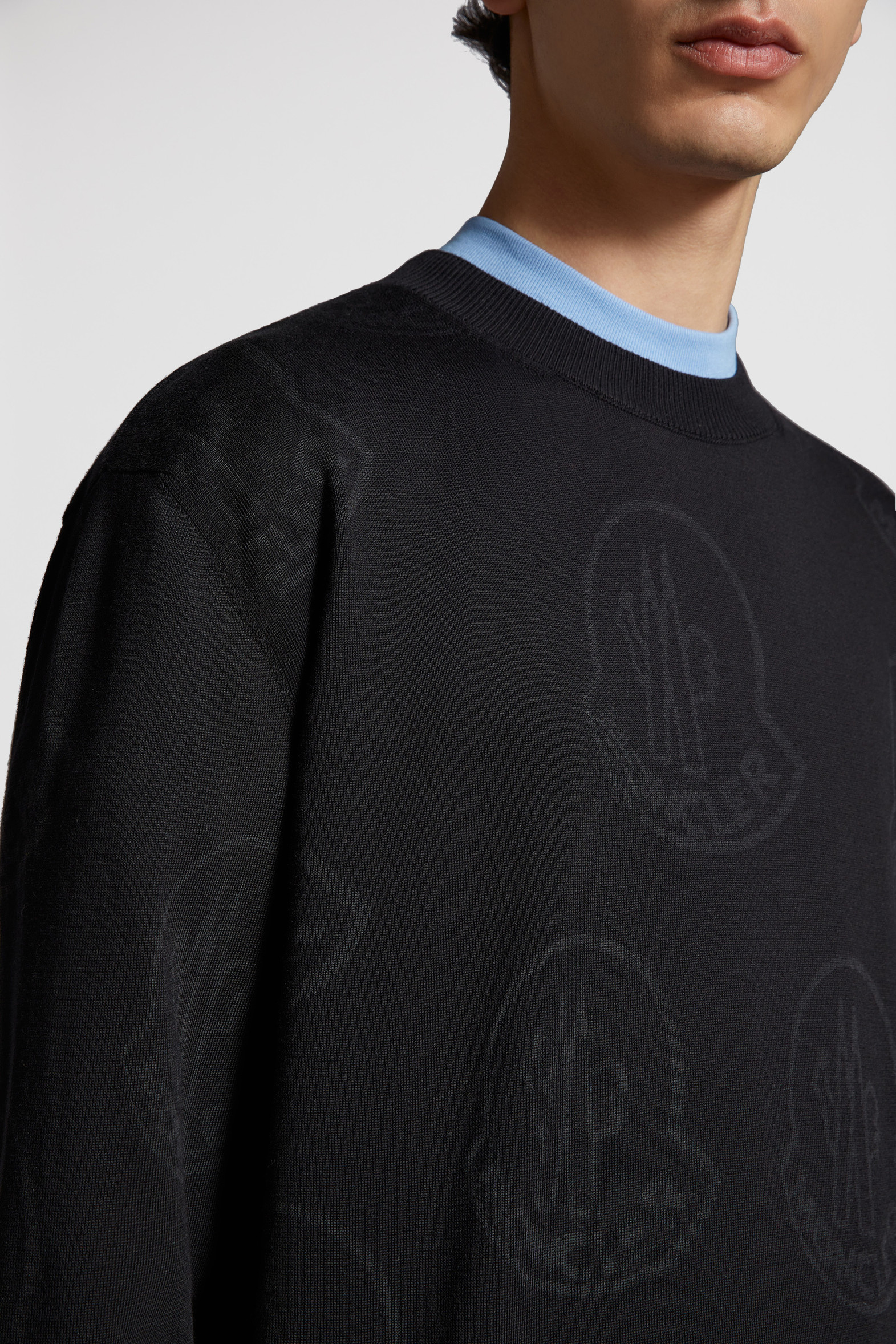 Black Logo Pattern Cotton Jumper - Sweaters & Cardigans for Men ...