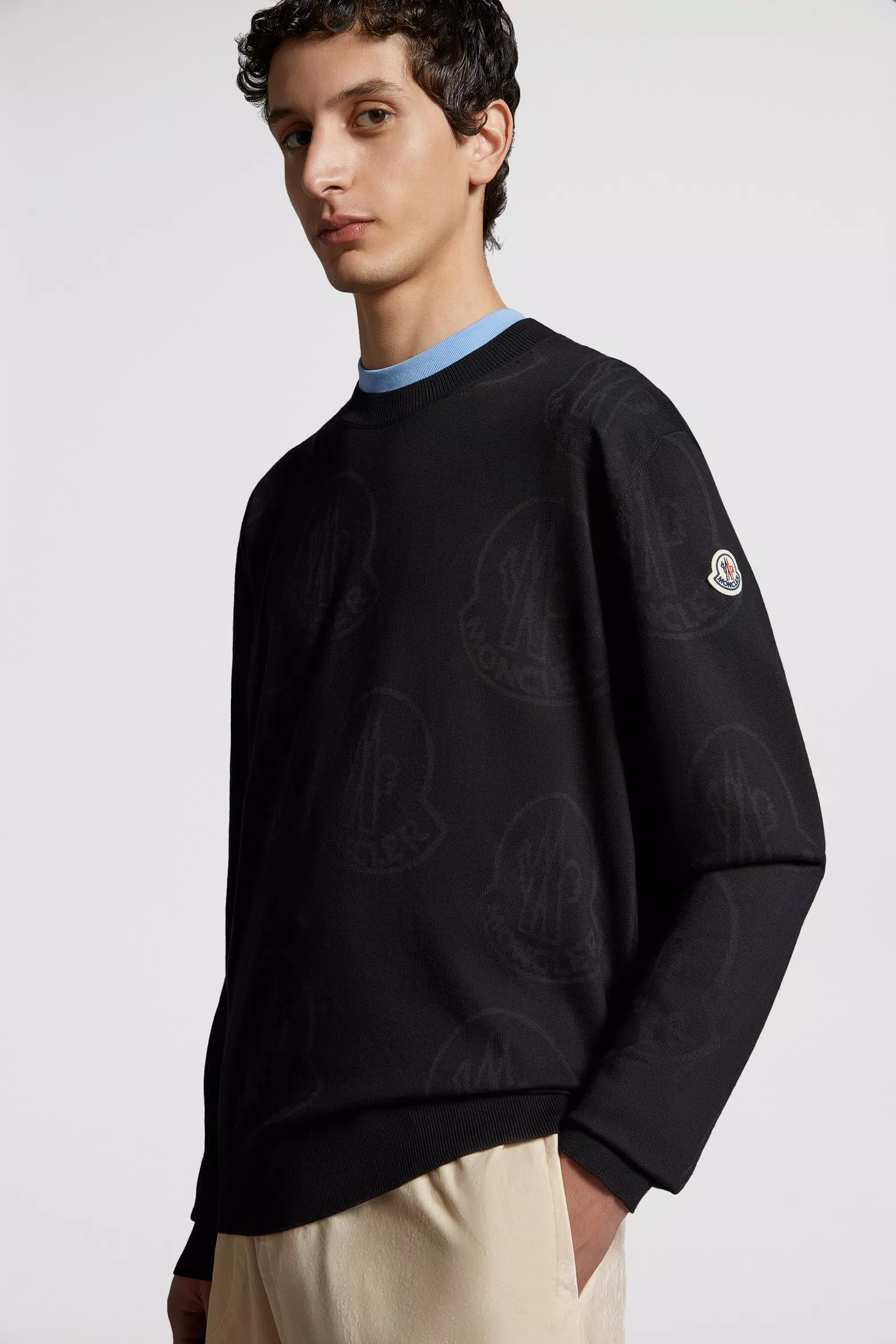 Black Logo Pattern Cotton Jumper - Sweaters & Cardigans for Men ...