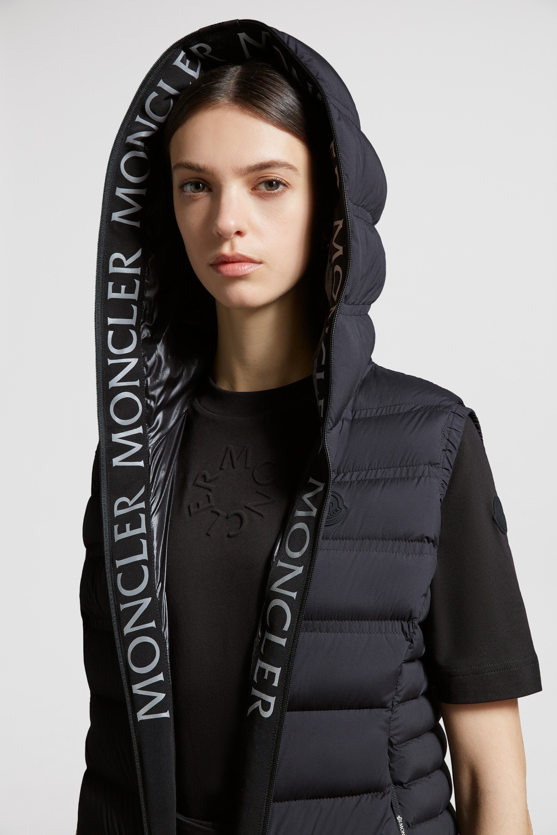 Moncler womens gilet with fur deals hood